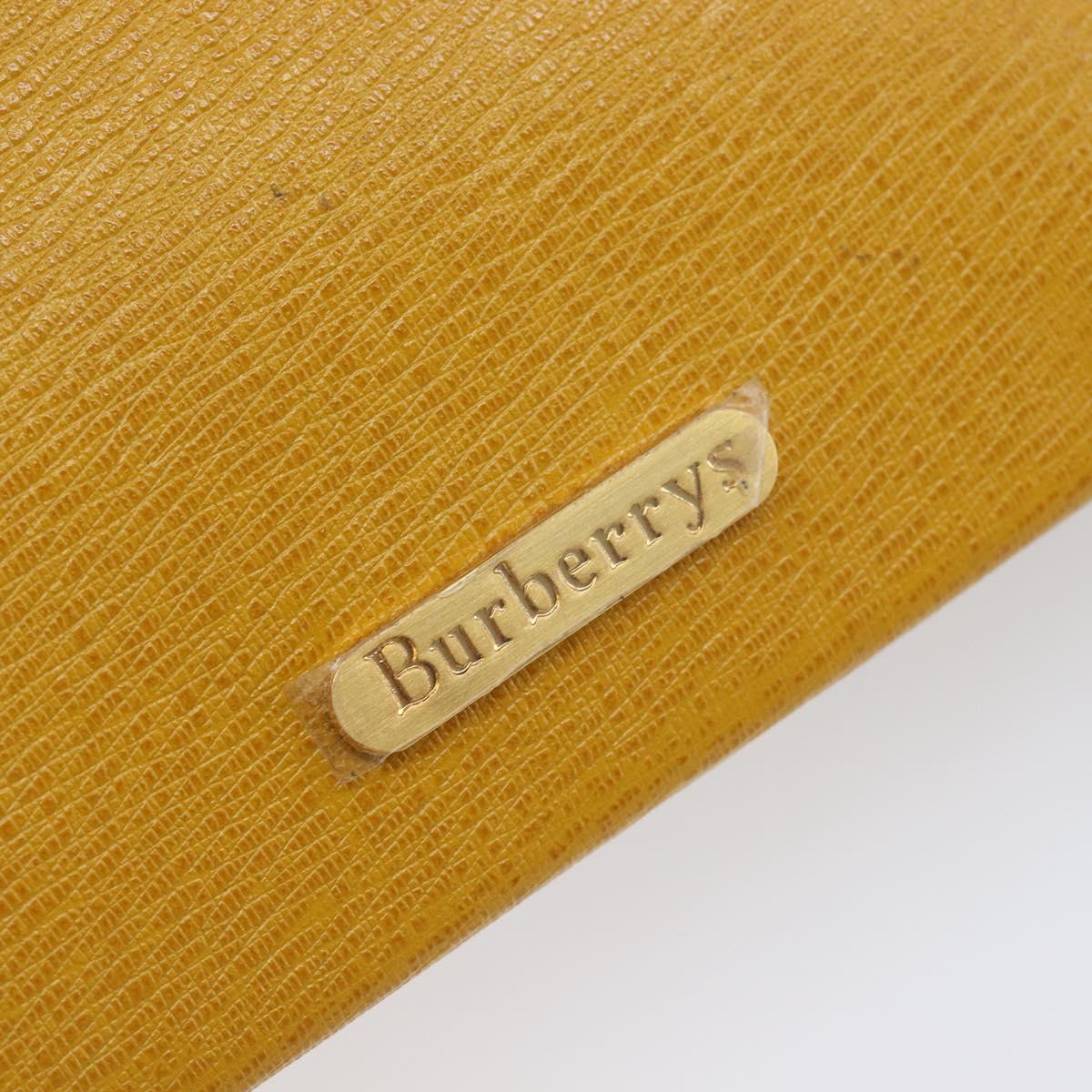 Burberrys Coin Purse Leather Yellow Gold Auth gh2419A