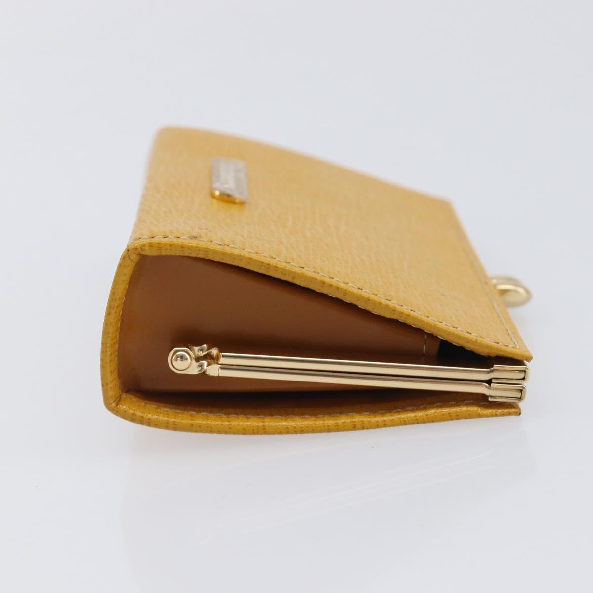 Burberrys Coin Purse Leather Yellow Gold Auth gh2419A