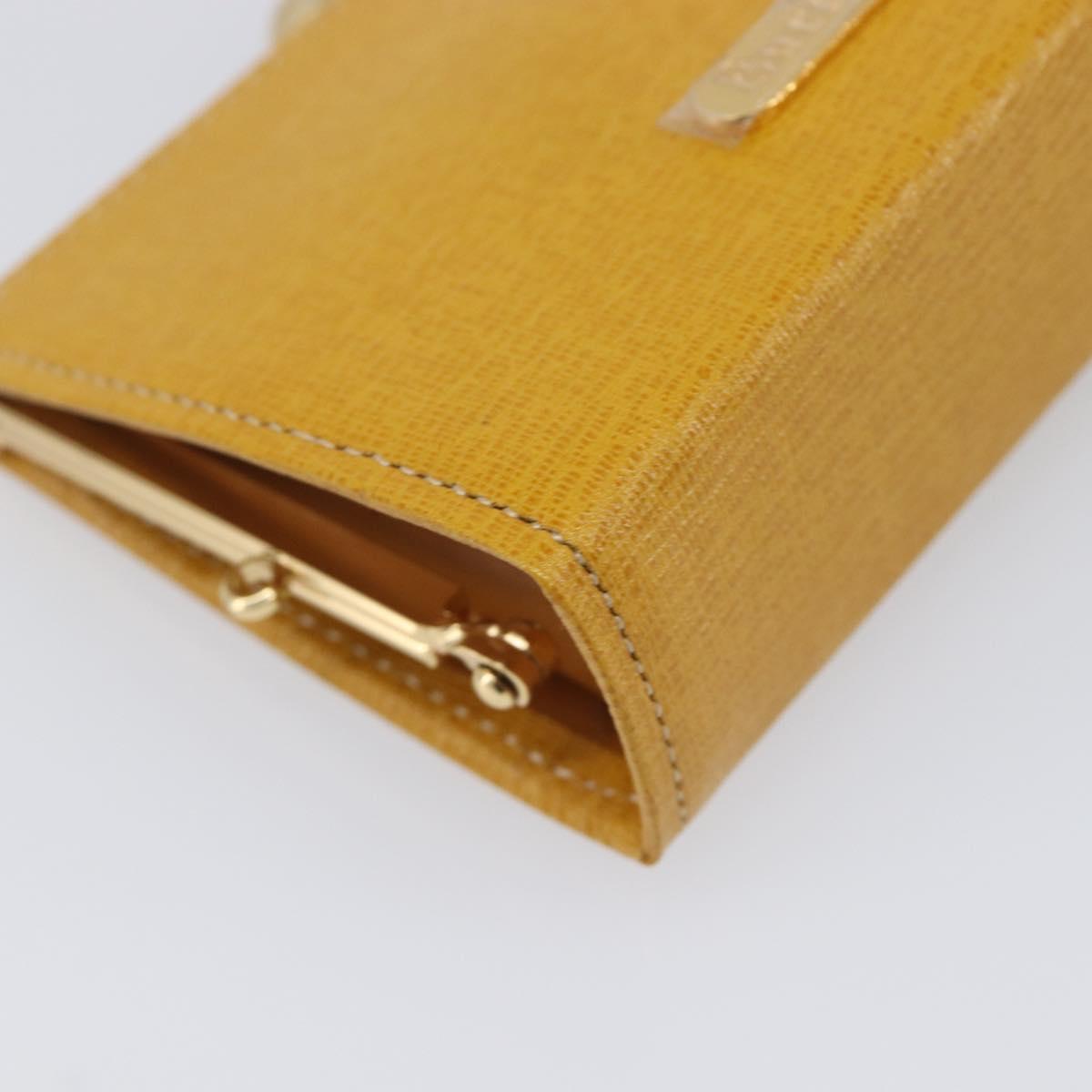 Burberrys Coin Purse Leather Yellow Gold Auth gh2419A