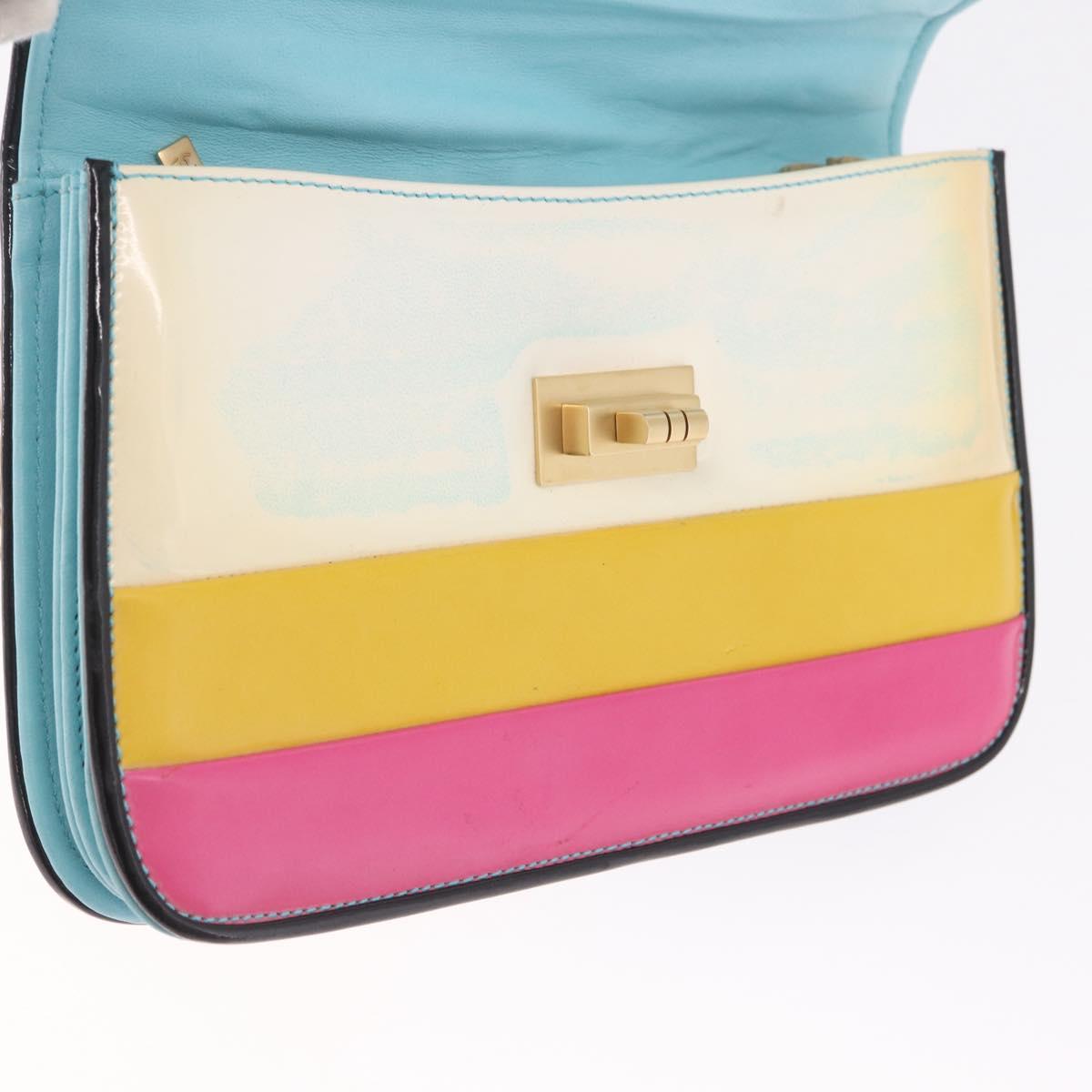 CHANEL Chain Matelasse 2.55 Bag Patent leather Multicolor CC Auth gh2420