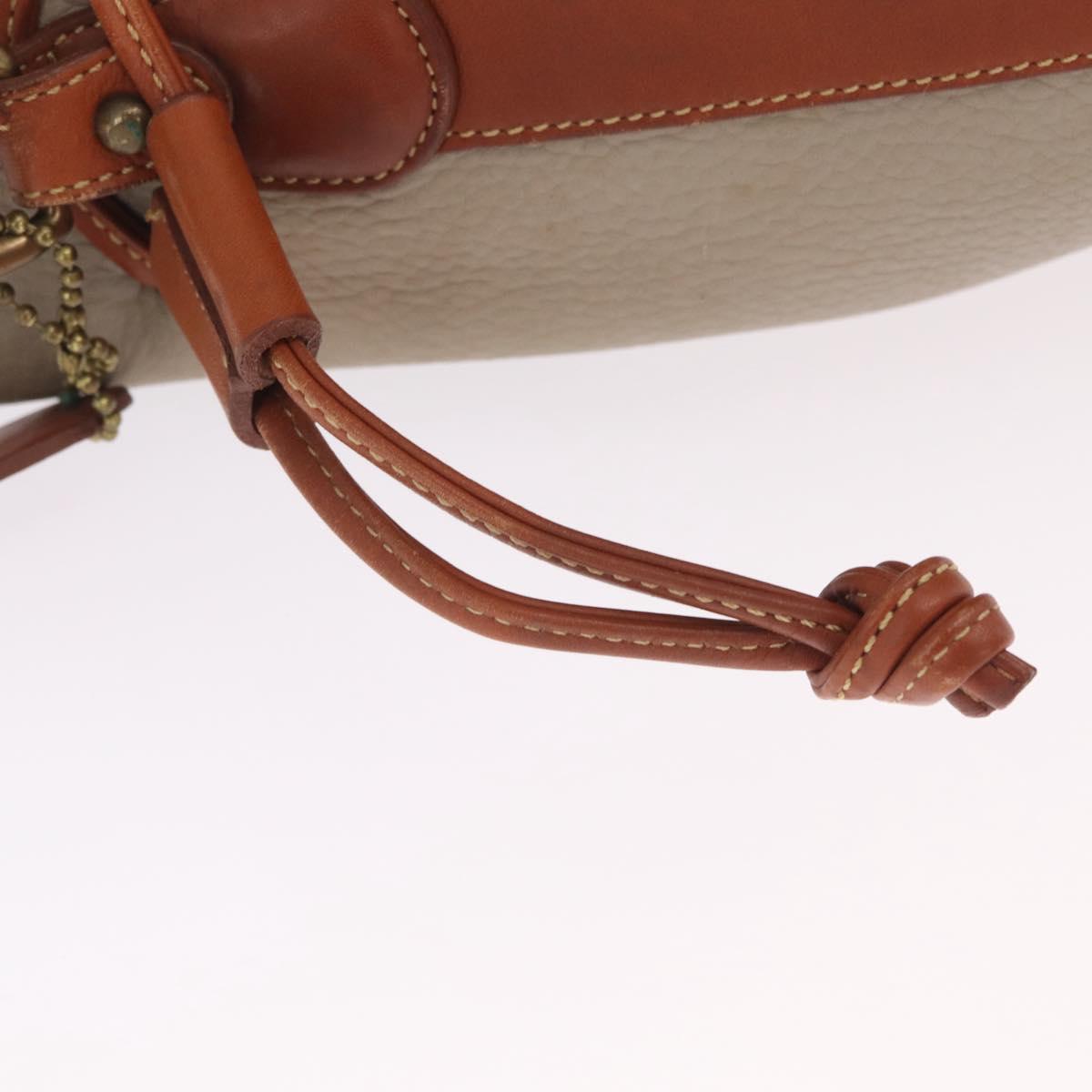 Coach Shoulder Bag Leather Beige Gold Auth gh2421