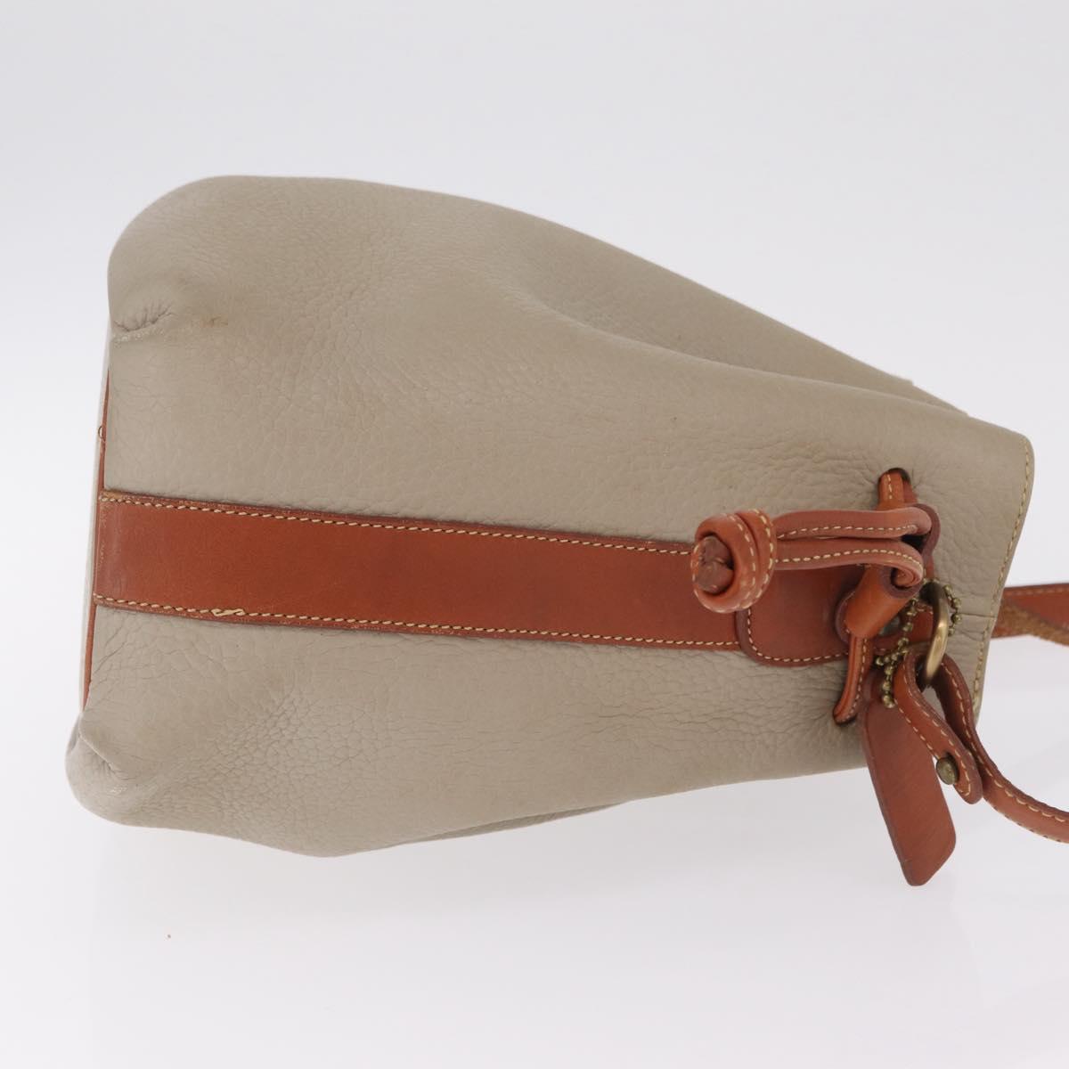 Coach Shoulder Bag Leather Beige Gold Auth gh2421