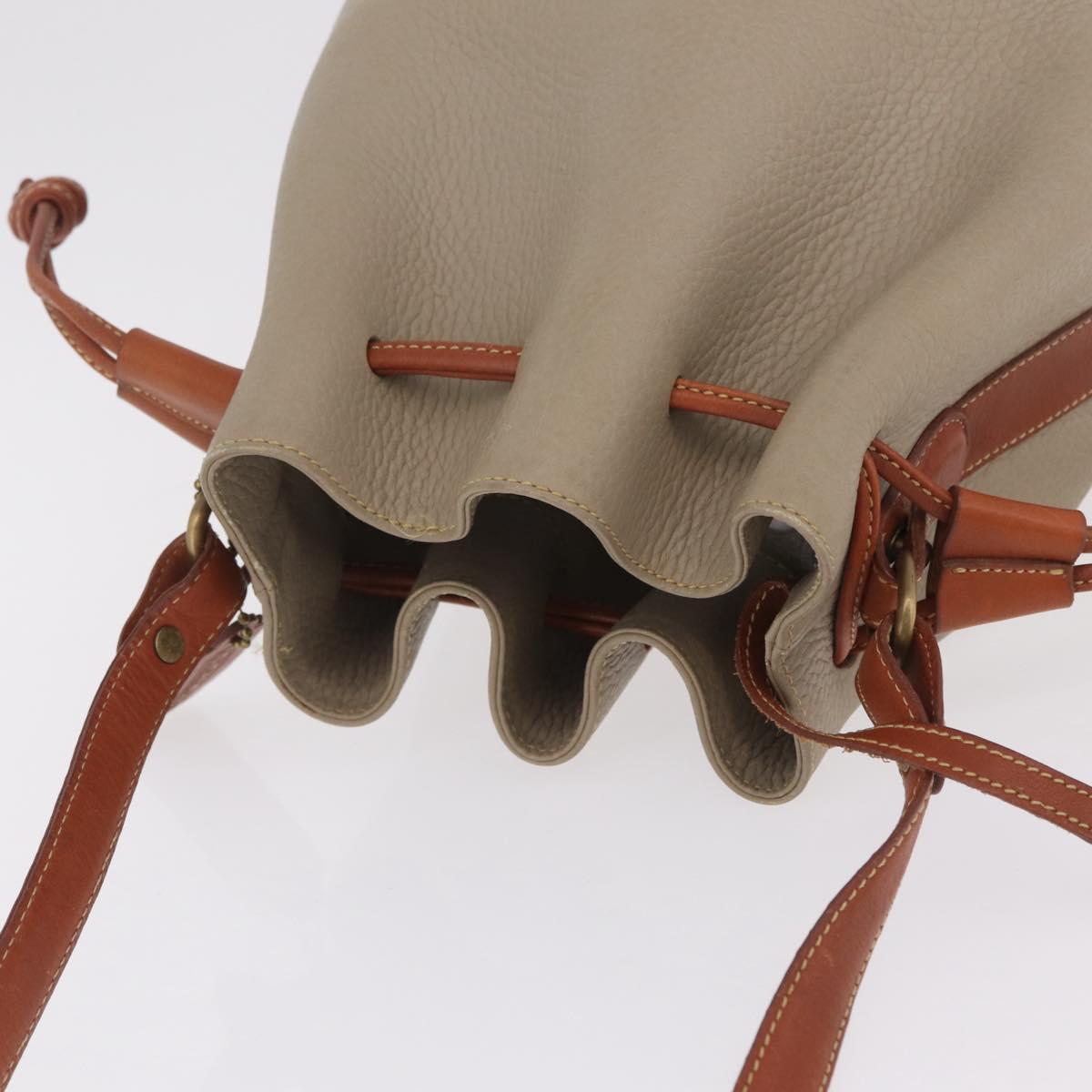 Coach Shoulder Bag Leather Beige Gold Auth gh2421
