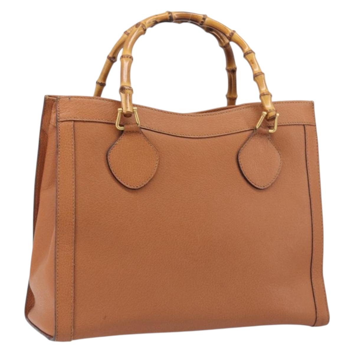 GUCCI Bamboo Hand Bag Leather Brown Gold 002 1096 0260 Auth gh2423