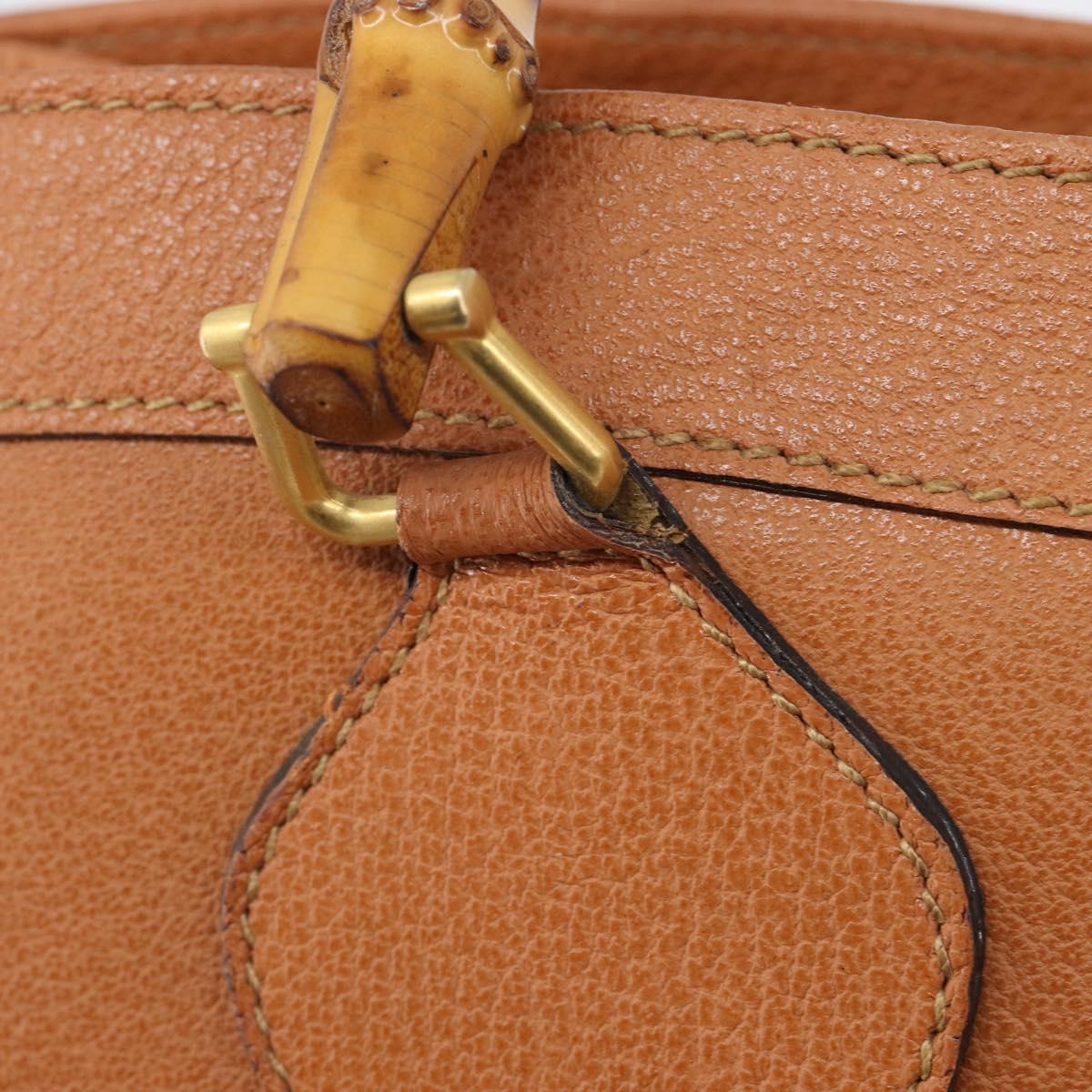 GUCCI Bamboo Hand Bag Leather Brown Gold 002 1096 0260 Auth gh2423