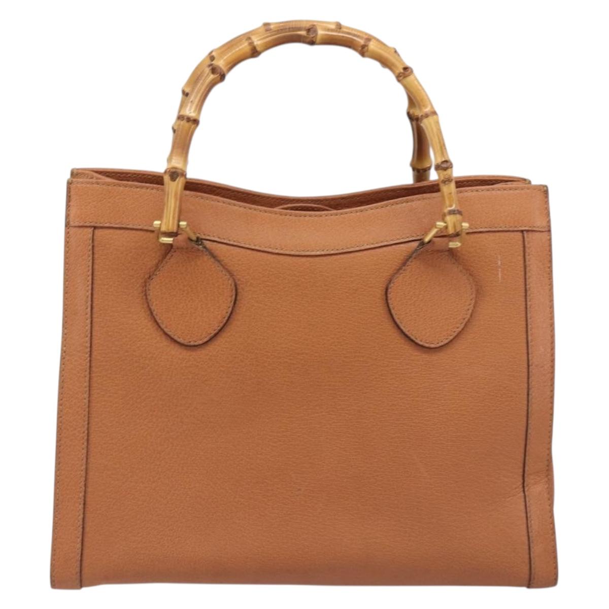 GUCCI Bamboo Hand Bag Leather Brown Gold 002 1096 0260 Auth gh2423