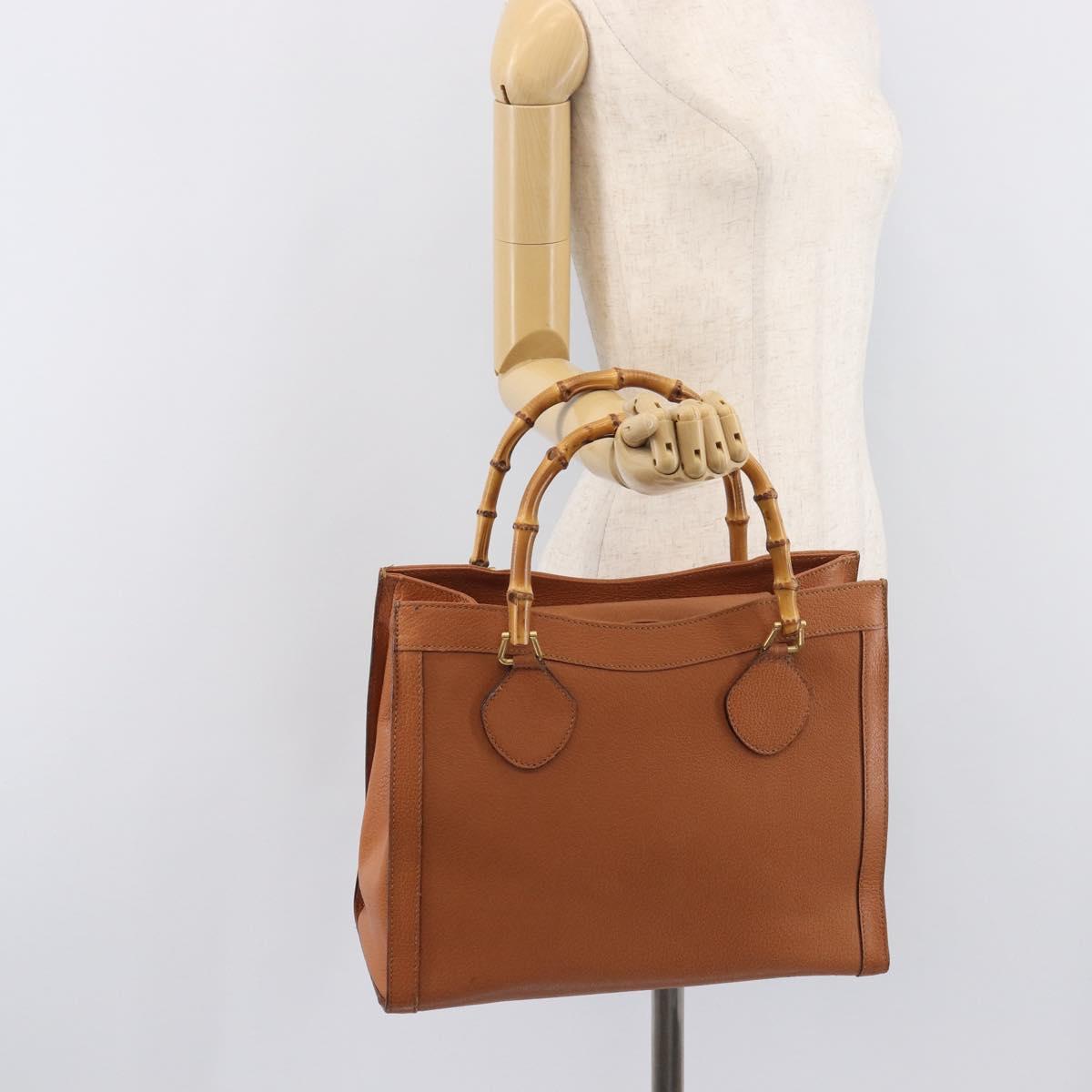 GUCCI Bamboo Hand Bag Leather Brown Gold 002 1096 0260 Auth gh2423