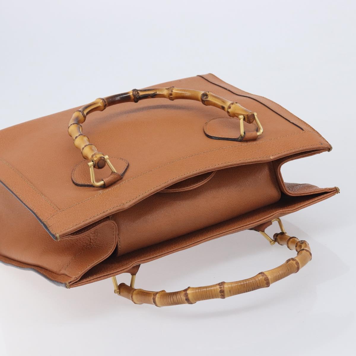 GUCCI Bamboo Hand Bag Leather Brown Gold 002 1096 0260 Auth gh2423