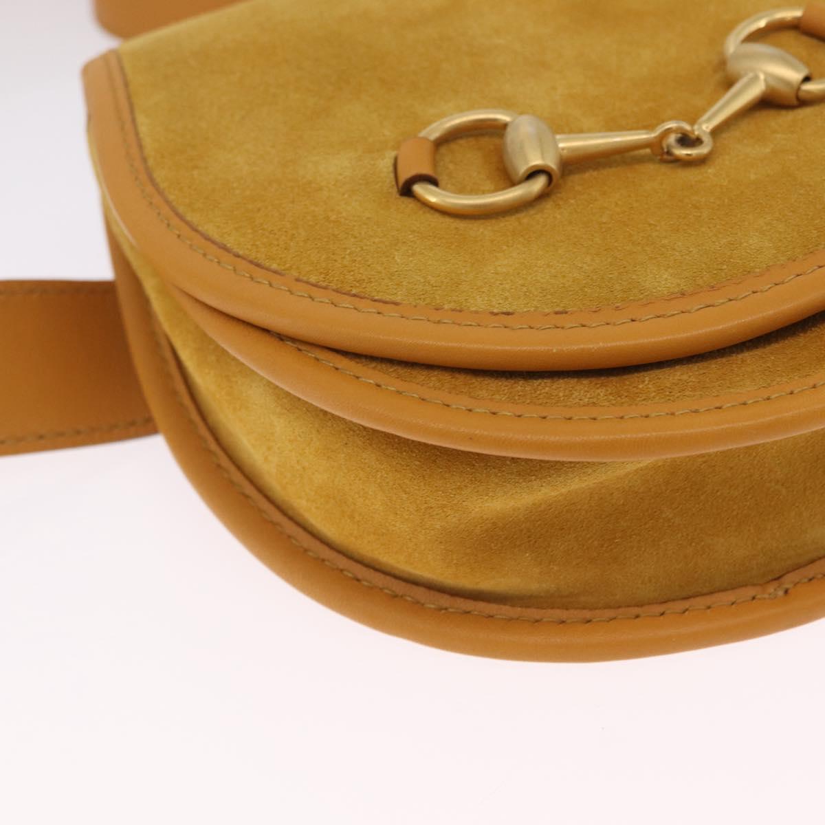 GUCCI Horsebit Waist bag Suede Yellow Gold Auth gh2424