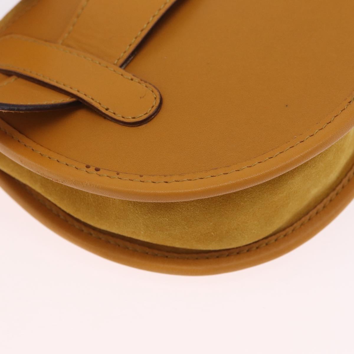 GUCCI Horsebit Waist bag Suede Yellow Gold Auth gh2424
