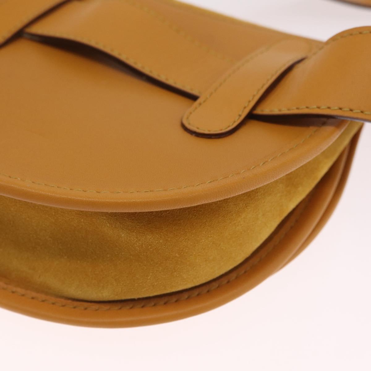 GUCCI Horsebit Waist bag Suede Yellow Gold Auth gh2424
