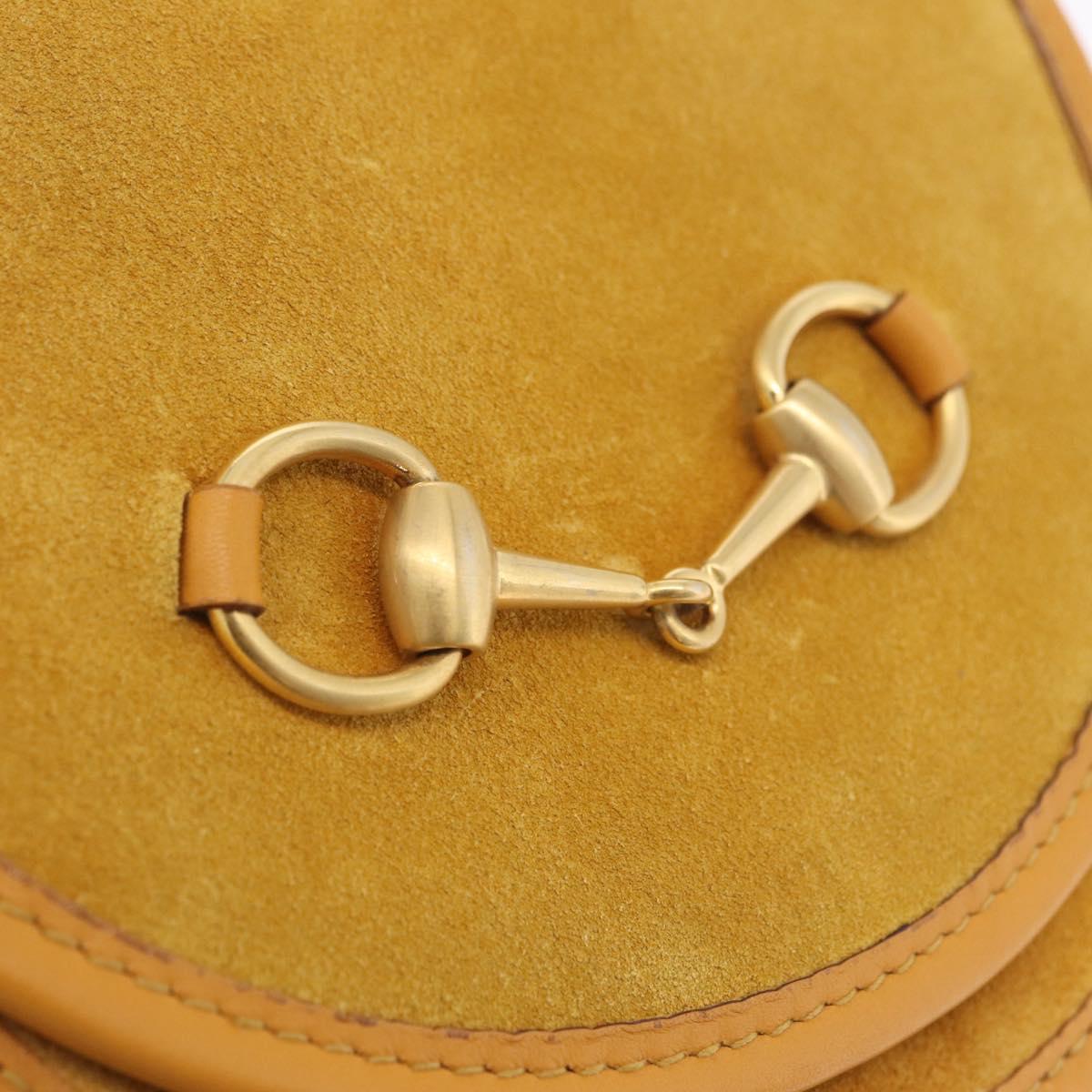GUCCI Horsebit Waist bag Suede Yellow Gold Auth gh2424