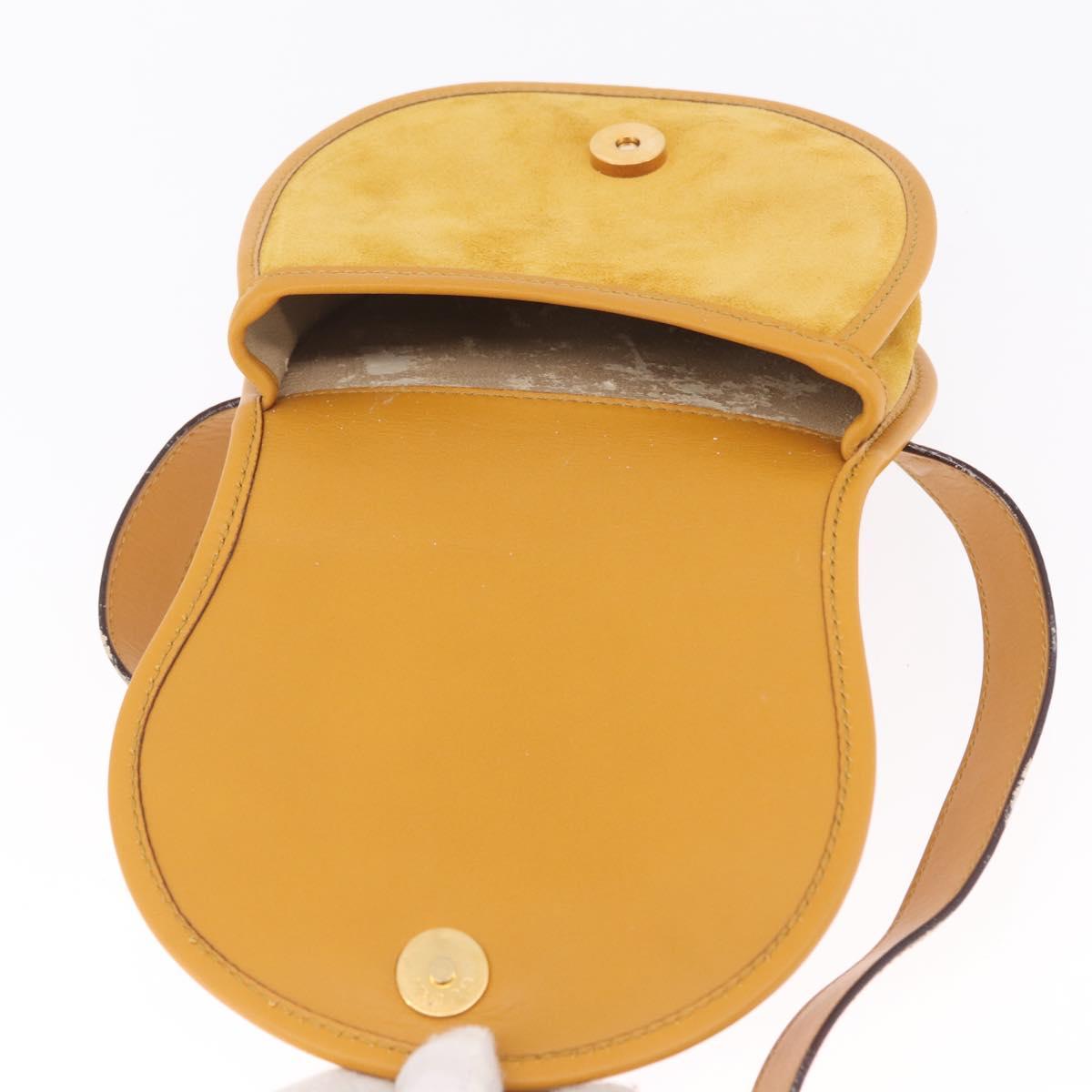 GUCCI Horsebit Waist bag Suede Yellow Gold Auth gh2424
