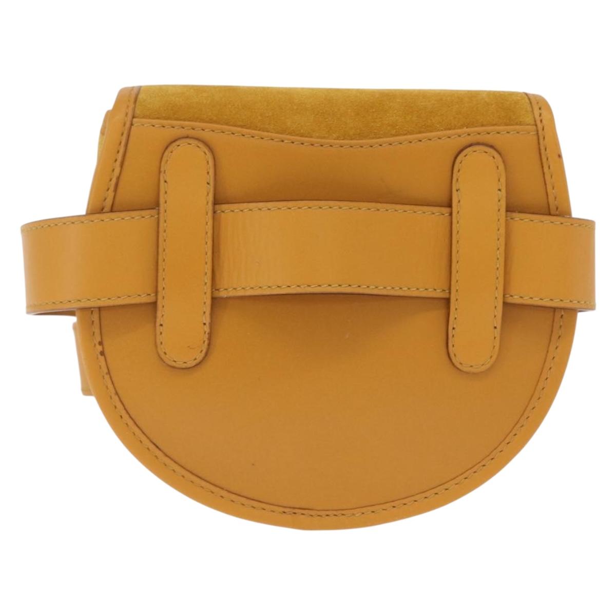 GUCCI Horsebit Waist bag Suede Yellow Gold Auth gh2424