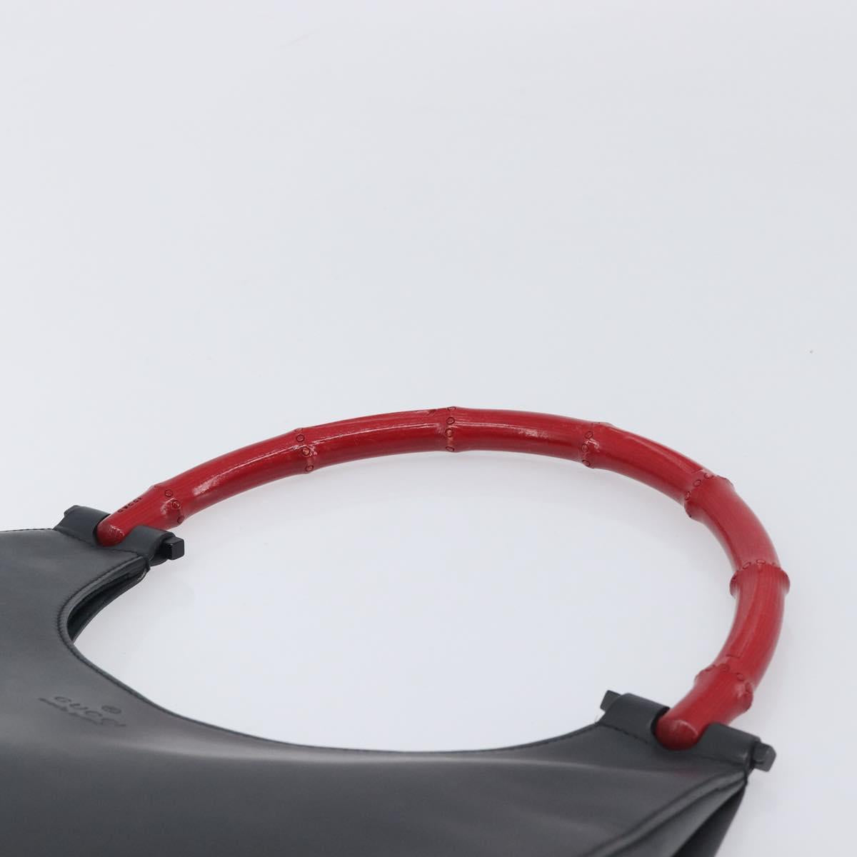 GUCCI Bamboo Hand Bag Leather Black 001 3739 3444 Auth gh2425