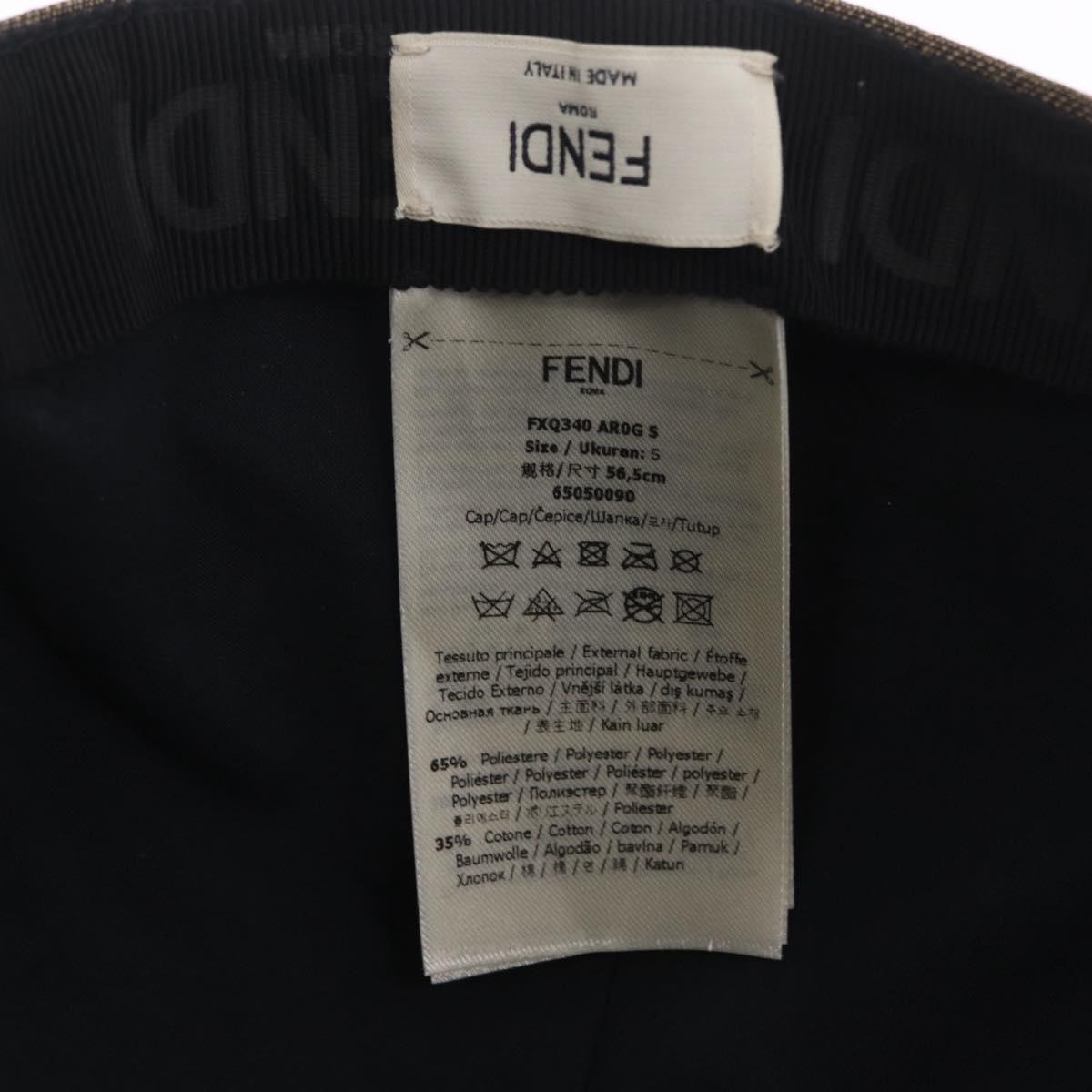 FENDI Zucca Canvas Cap Nylon 22.2"" Black Auth gh2428M