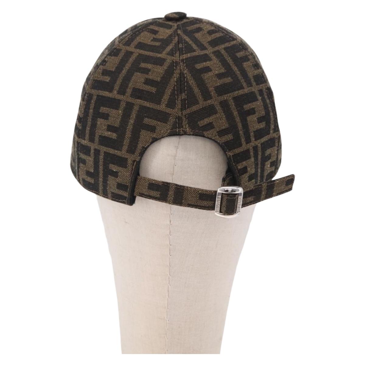 FENDI Zucca Canvas Cap Nylon 22.2"" Black Auth gh2428M