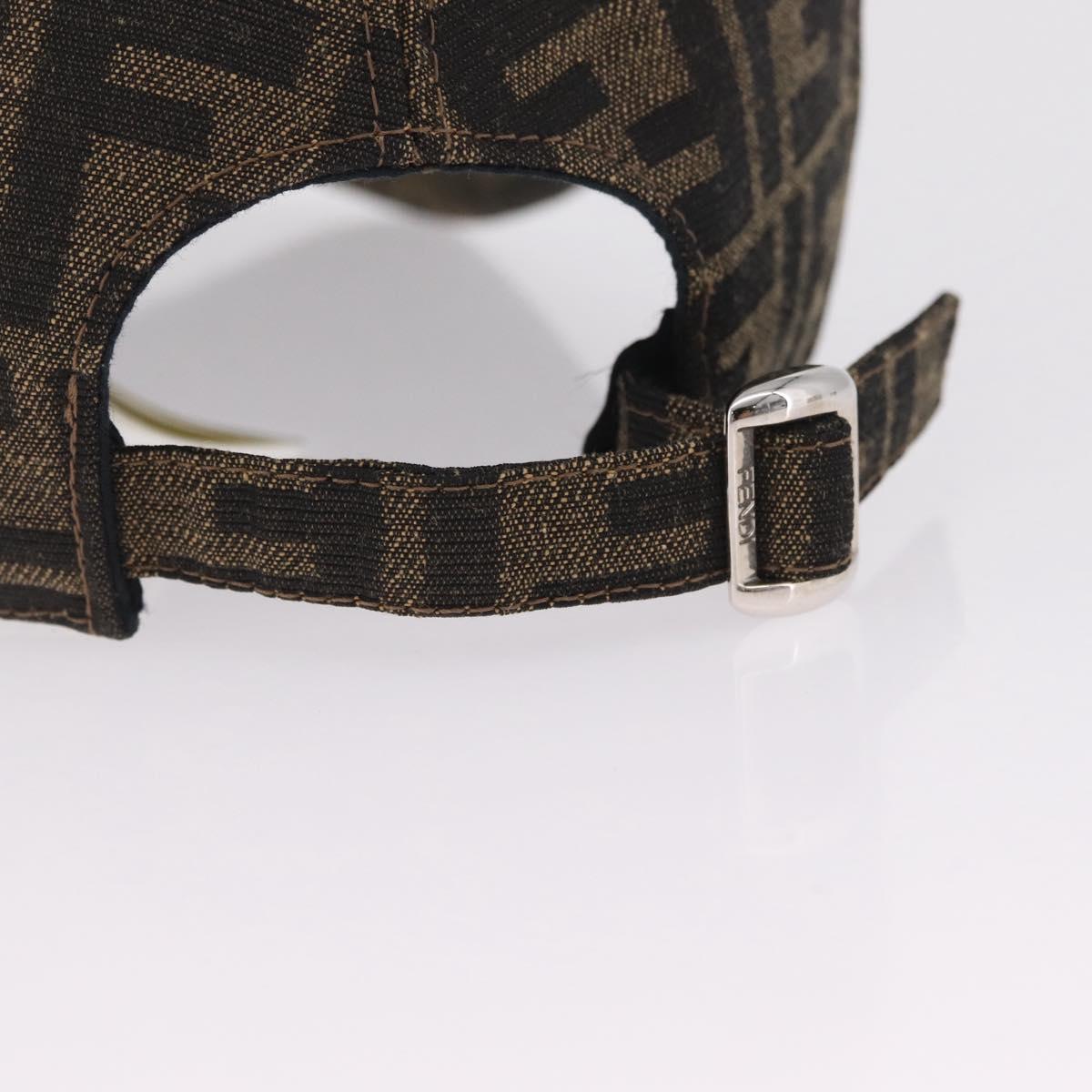 FENDI Zucca Canvas Cap Nylon 22.2"" Black Auth gh2428M