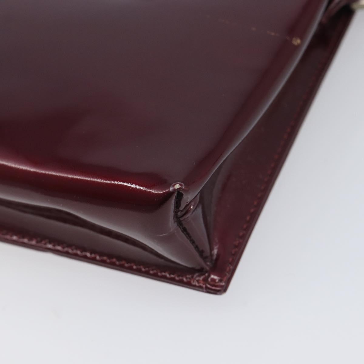 GUCCI Shoulder Bag Patent leather Bordeaux Silver Auth gh2430
