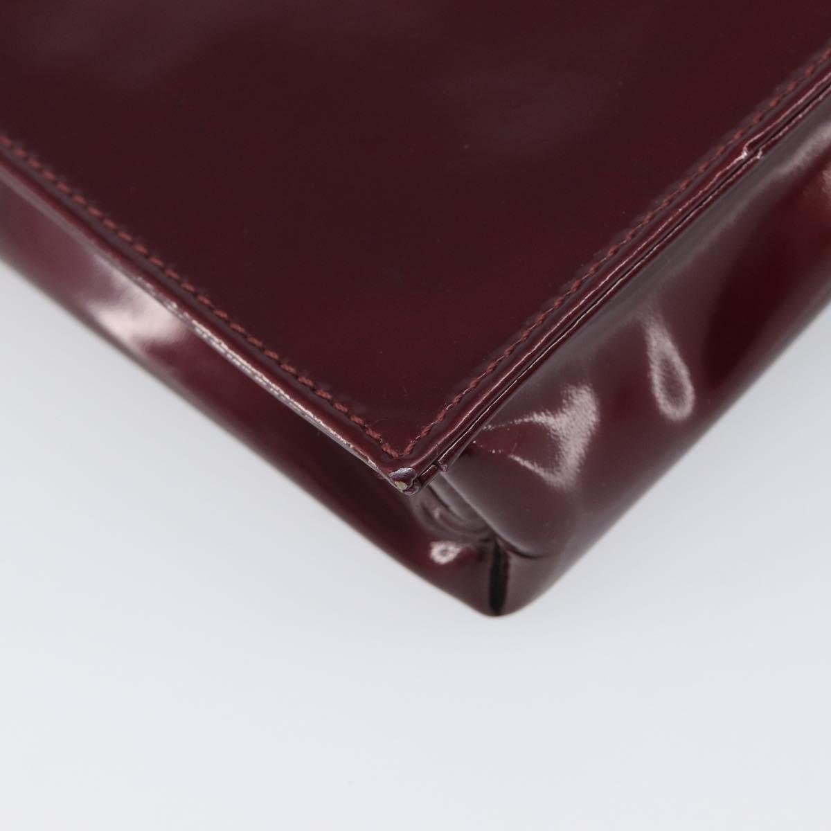 GUCCI Shoulder Bag Patent leather Bordeaux Silver Auth gh2430