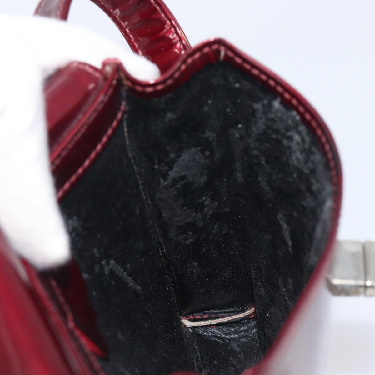 GUCCI Shoulder Bag Patent leather Bordeaux Silver Auth gh2430