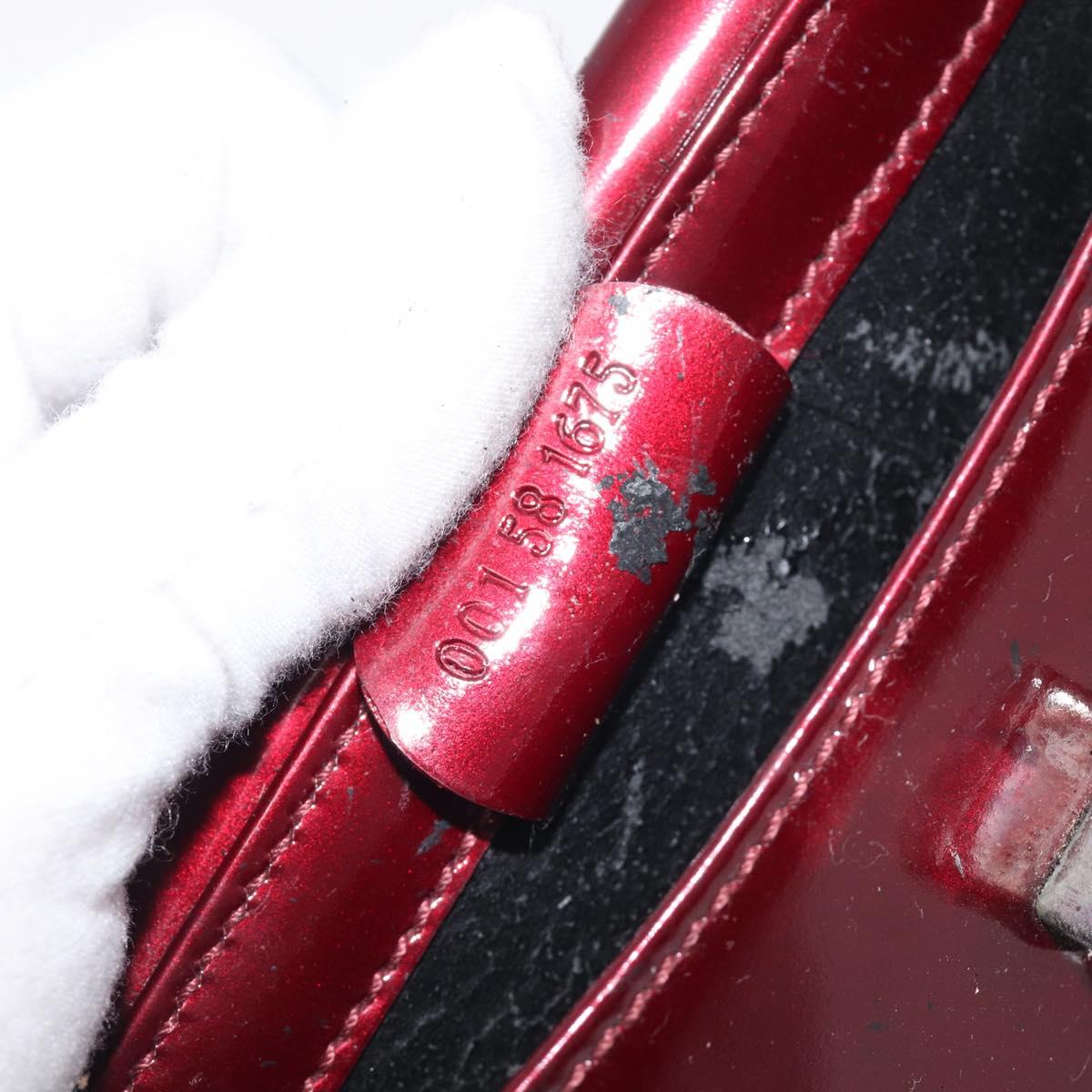 GUCCI Shoulder Bag Patent leather Bordeaux Silver Auth gh2430