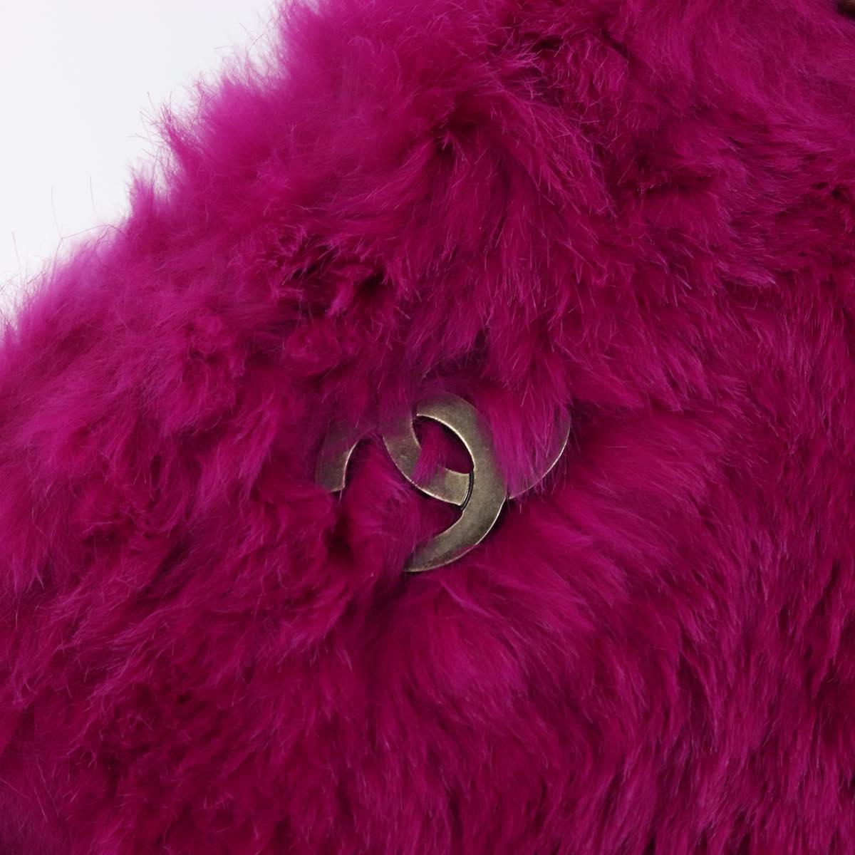CHANEL Chain Shoulder Bag Fur Pink CC Auth gh2432V