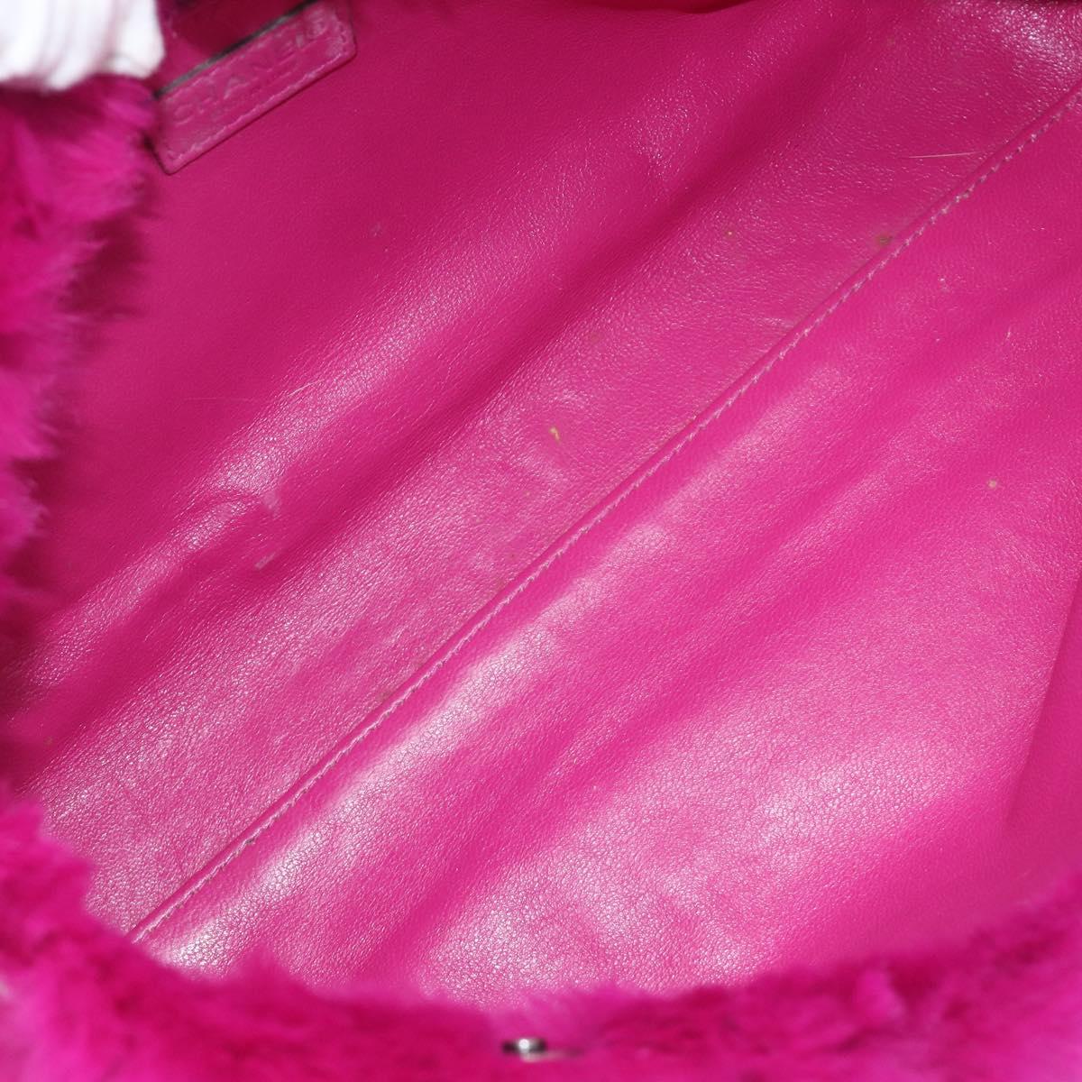 CHANEL Chain Shoulder Bag Fur Pink CC Auth gh2432V