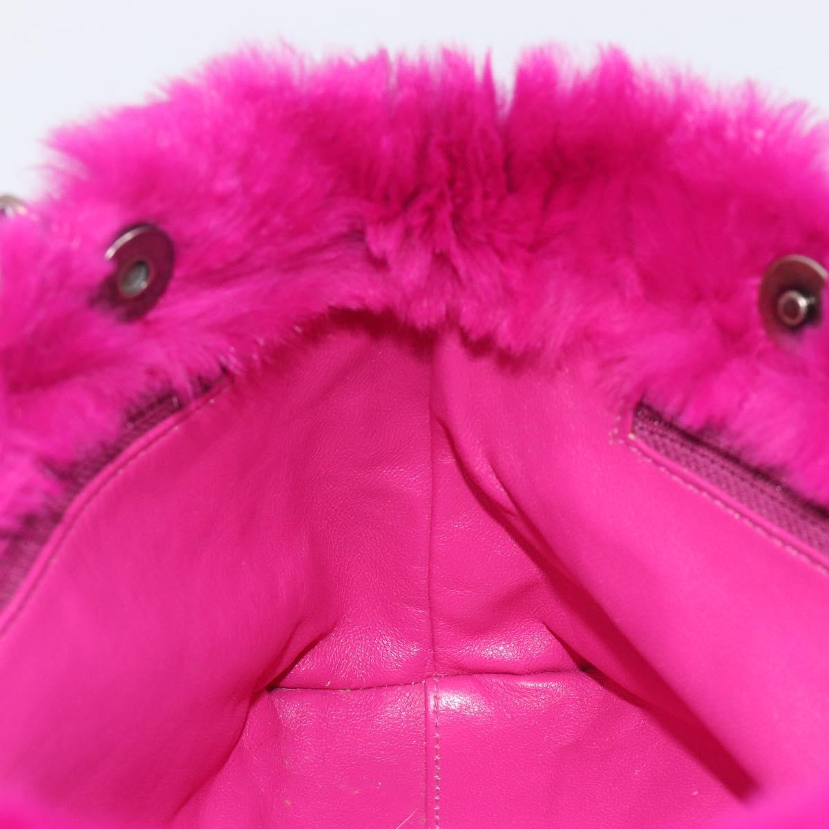 CHANEL Chain Shoulder Bag Fur Pink CC Auth gh2432V