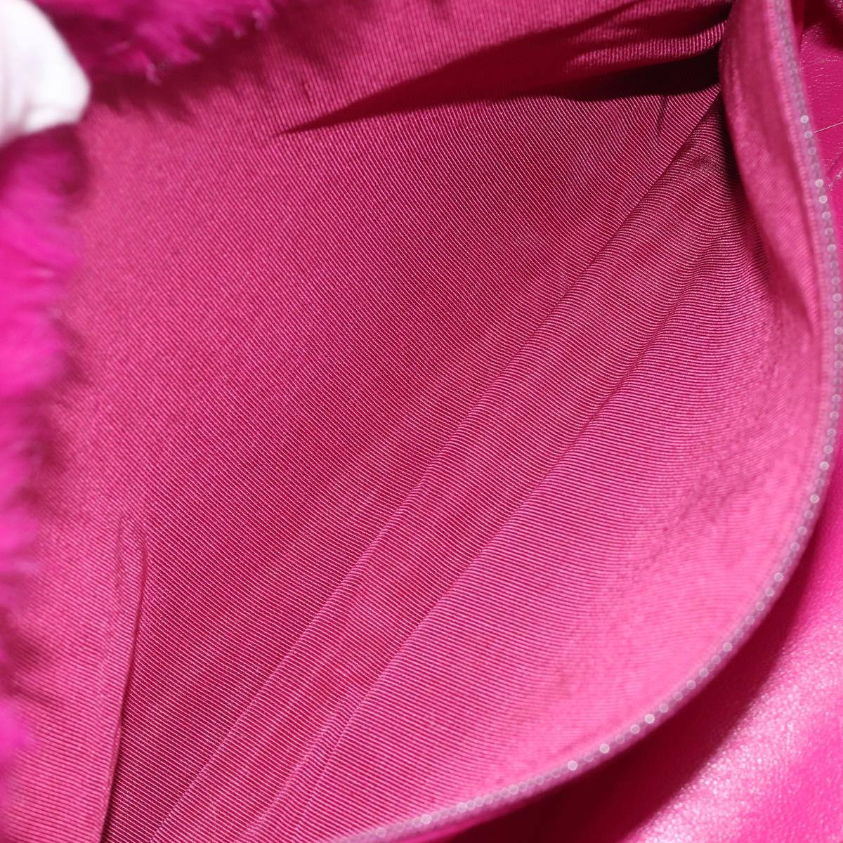 CHANEL Chain Shoulder Bag Fur Pink CC Auth gh2432V
