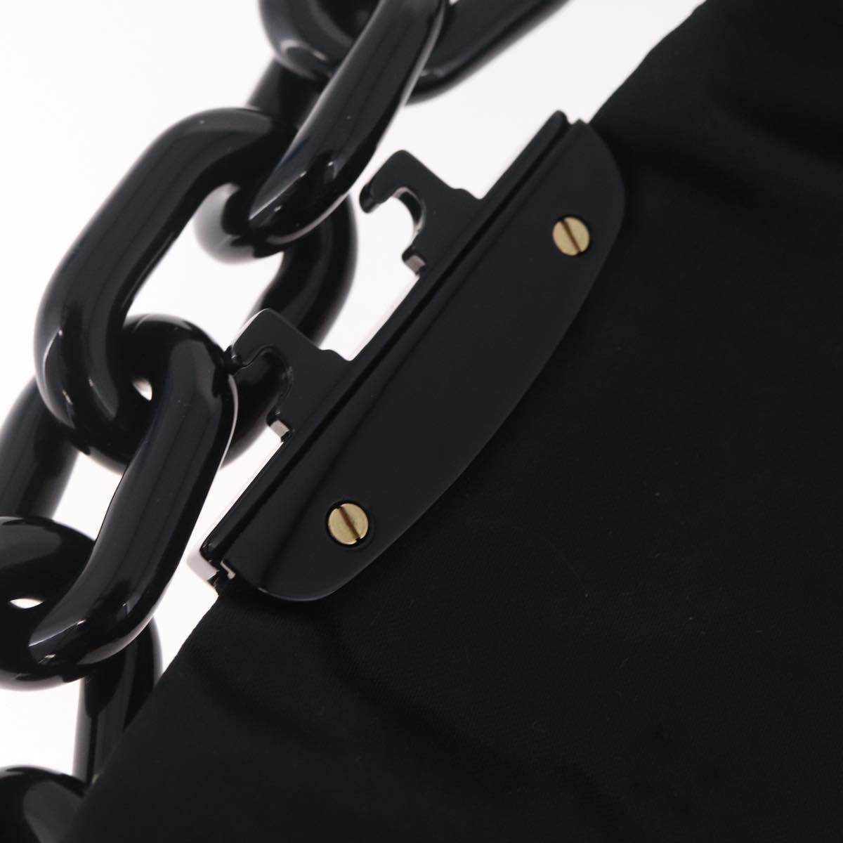 PRADA Chain Shoulder Bag Satin Sequins Yellow Black Auth gh2435V