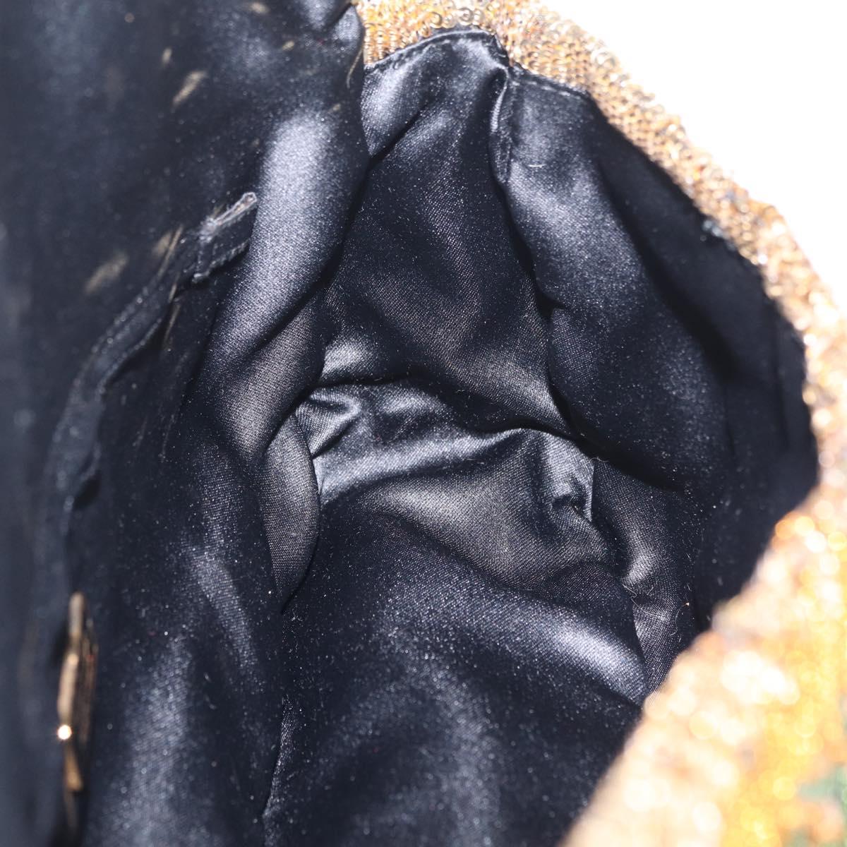 PRADA Chain Shoulder Bag Satin Sequins Yellow Black Auth gh2435V