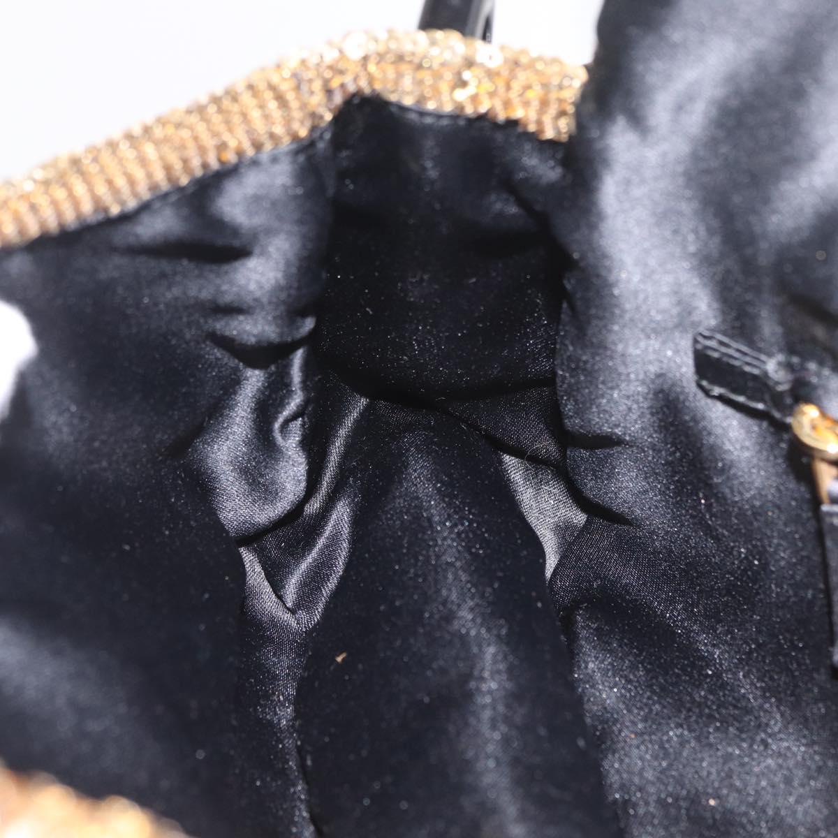 PRADA Chain Shoulder Bag Satin Sequins Yellow Black Auth gh2435V