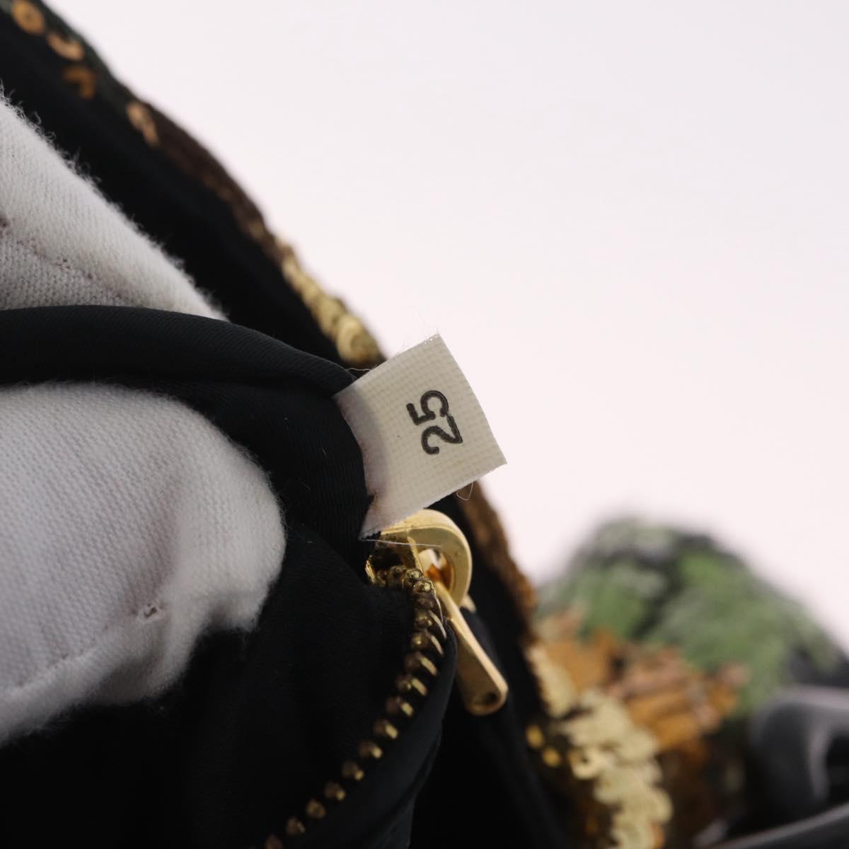 PRADA Chain Shoulder Bag Satin Sequins Yellow Black Auth gh2435V
