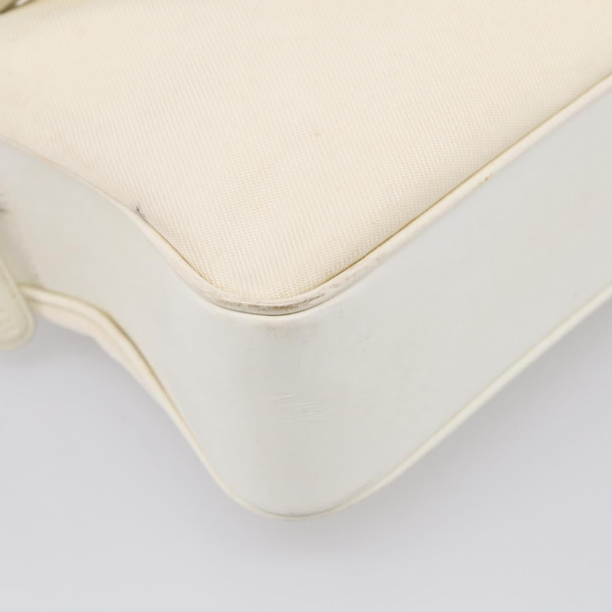 GUCCI Bamboo Hand Bag Nylon 2way White Silver 000 2040 0538 Auth gh2437