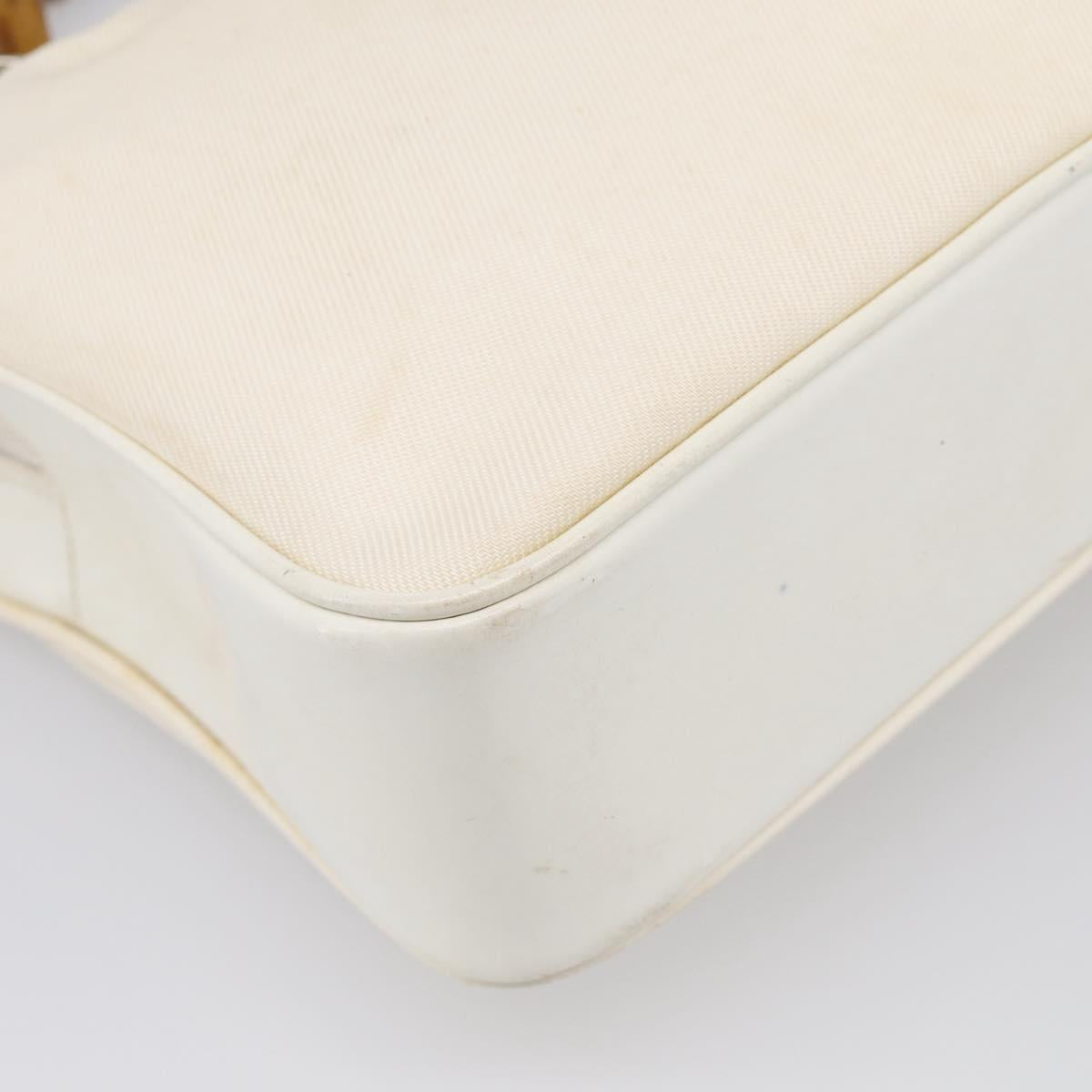 GUCCI Bamboo Hand Bag Nylon 2way White Silver 000 2040 0538 Auth gh2437