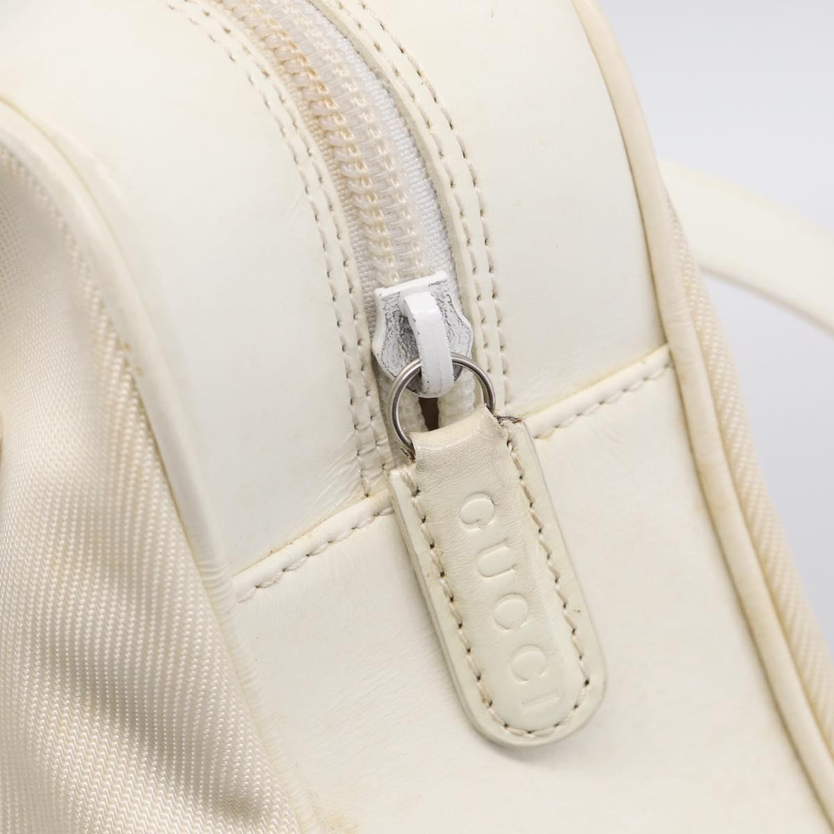 GUCCI Bamboo Hand Bag Nylon 2way White Silver 000 2040 0538 Auth gh2437