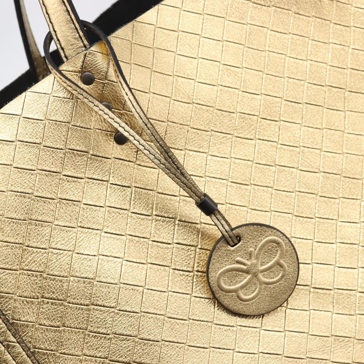 Bottega Veneta Intretti Mirage Tote Bag Leather Gold Auth gh2439