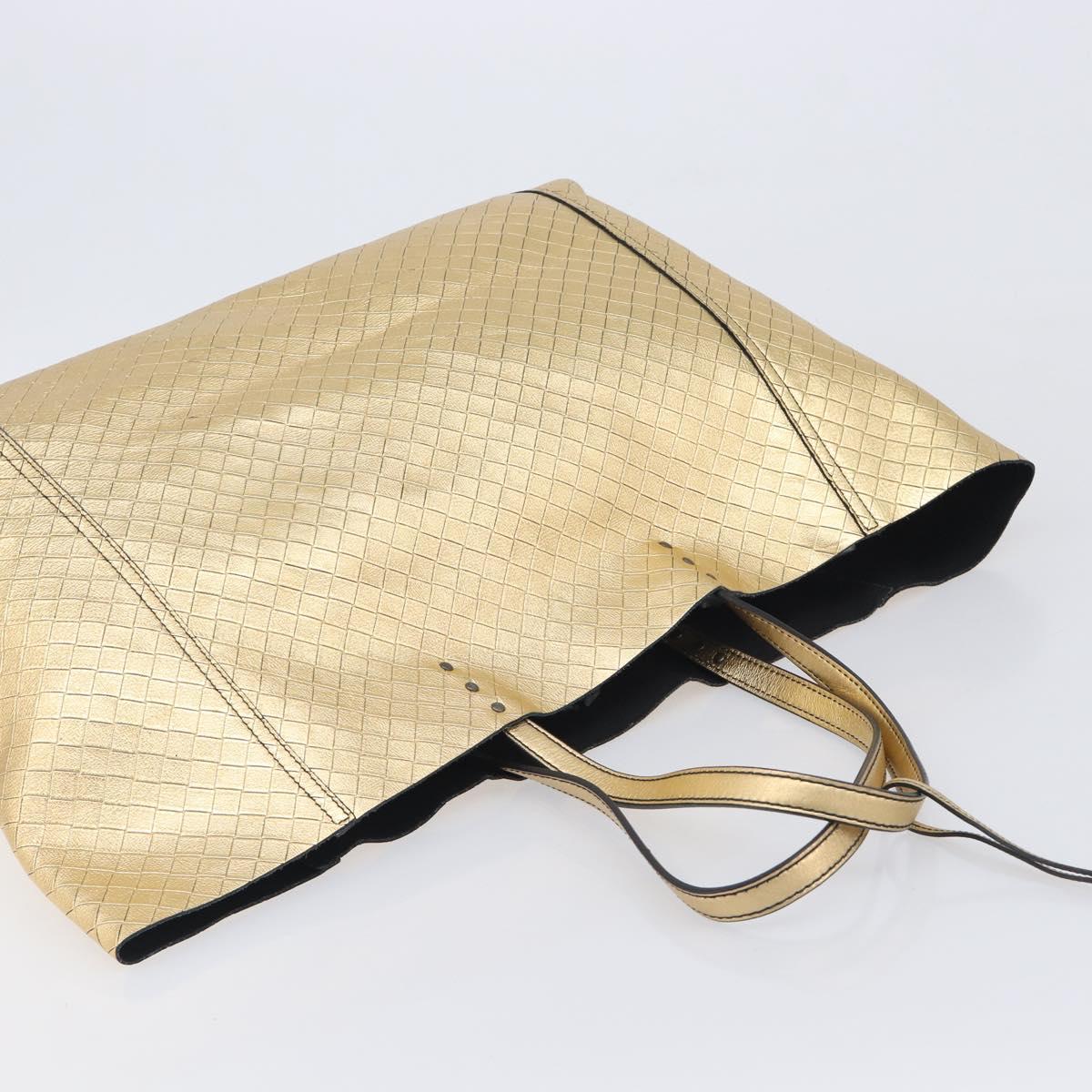 Bottega Veneta Intretti Mirage Tote Bag Leather Gold Auth gh2439