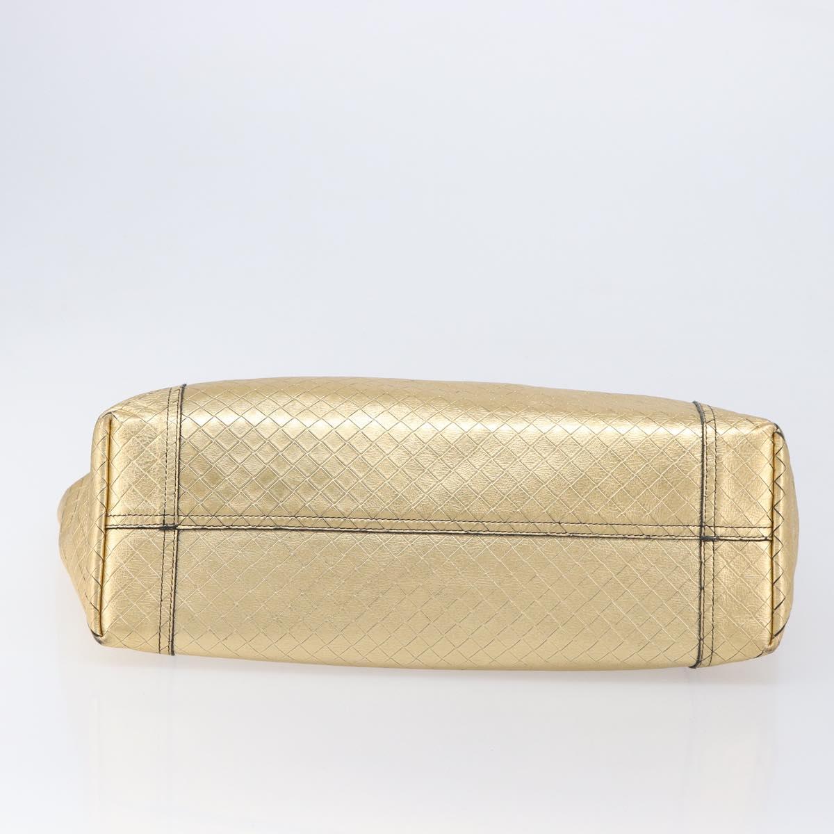 Bottega Veneta Intretti Mirage Tote Bag Leather Gold Auth gh2439
