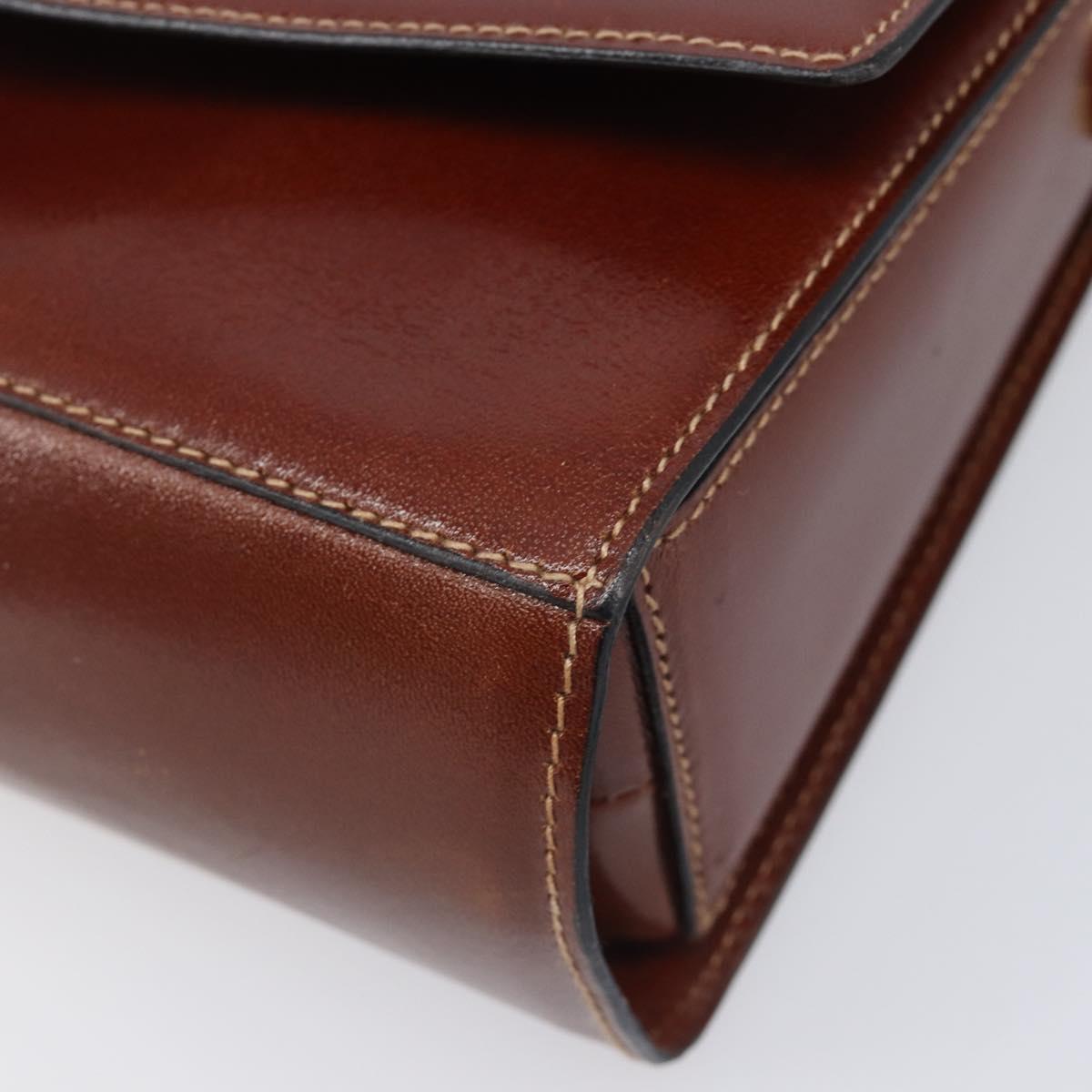 Bally Shoulder Bag Leather Brown Gold Auth gh2448