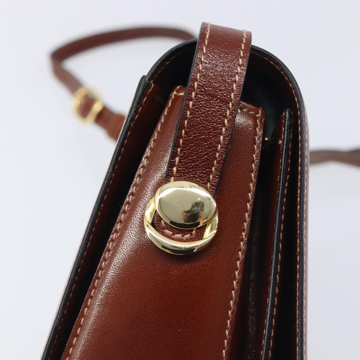 Bally Shoulder Bag Leather Brown Gold Auth gh2448