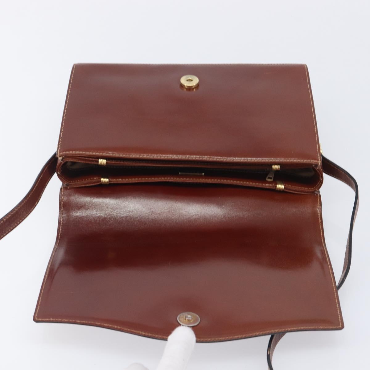 Bally Shoulder Bag Leather Brown Gold Auth gh2448