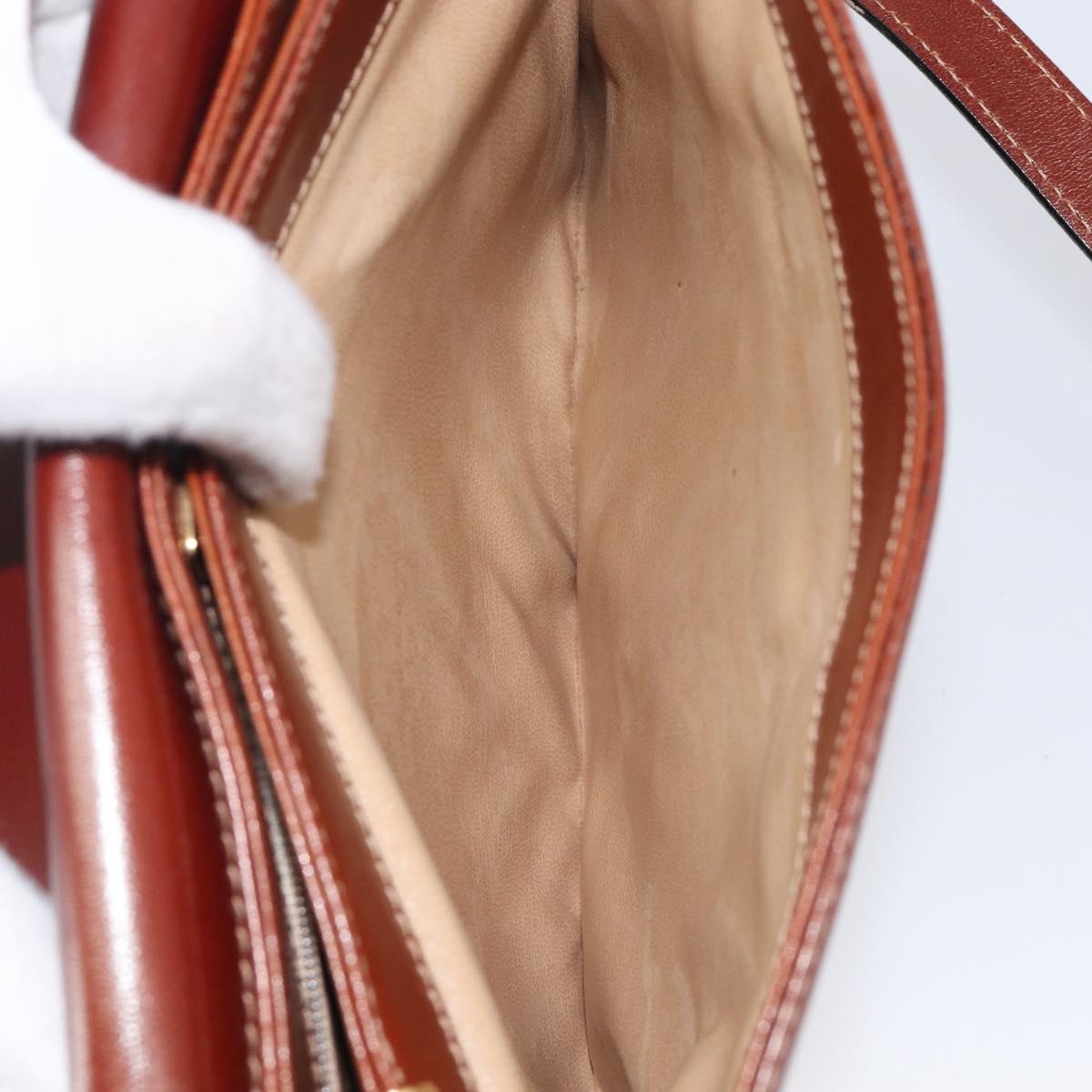 Bally Shoulder Bag Leather Brown Gold Auth gh2448