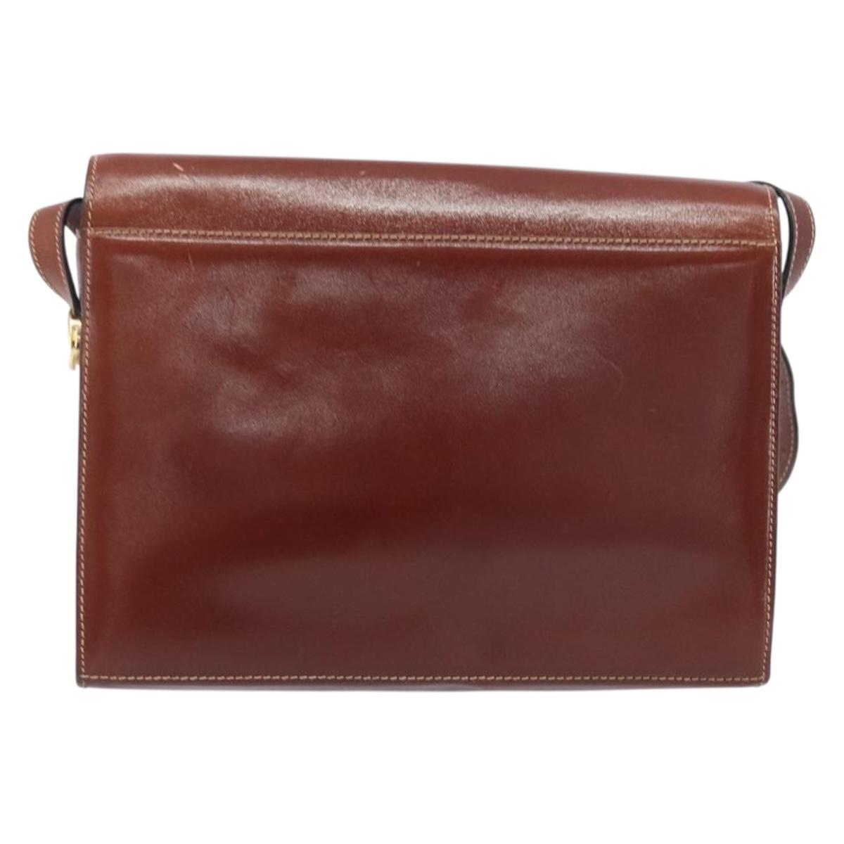 Bally Shoulder Bag Leather Brown Gold Auth gh2448