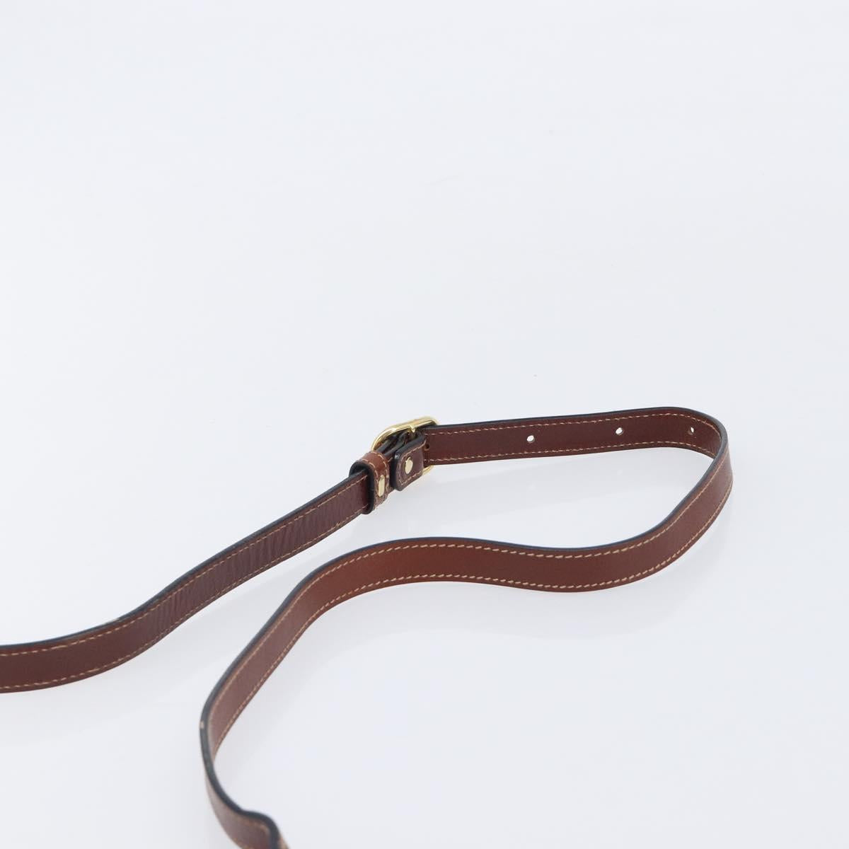 Bally Shoulder Bag Leather Brown Gold Auth gh2448