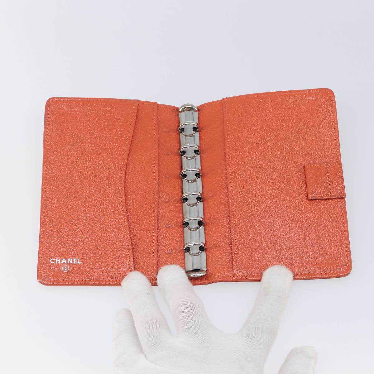CHANEL Bicolore Day Planner Cover Leather Red Silver CC Auth gh2449V