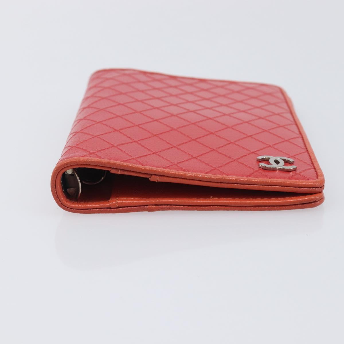 CHANEL Bicolore Day Planner Cover Leather Red Silver CC Auth gh2449V