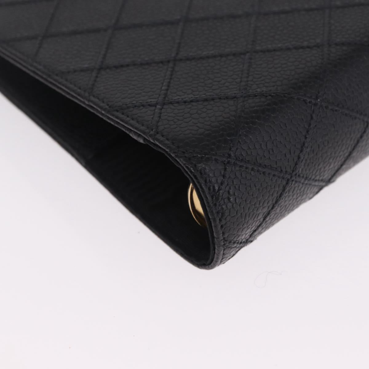 CHANEL Bicolore Day Planner Cover Caviar Skin Black Gold CC Auth gh2450V
