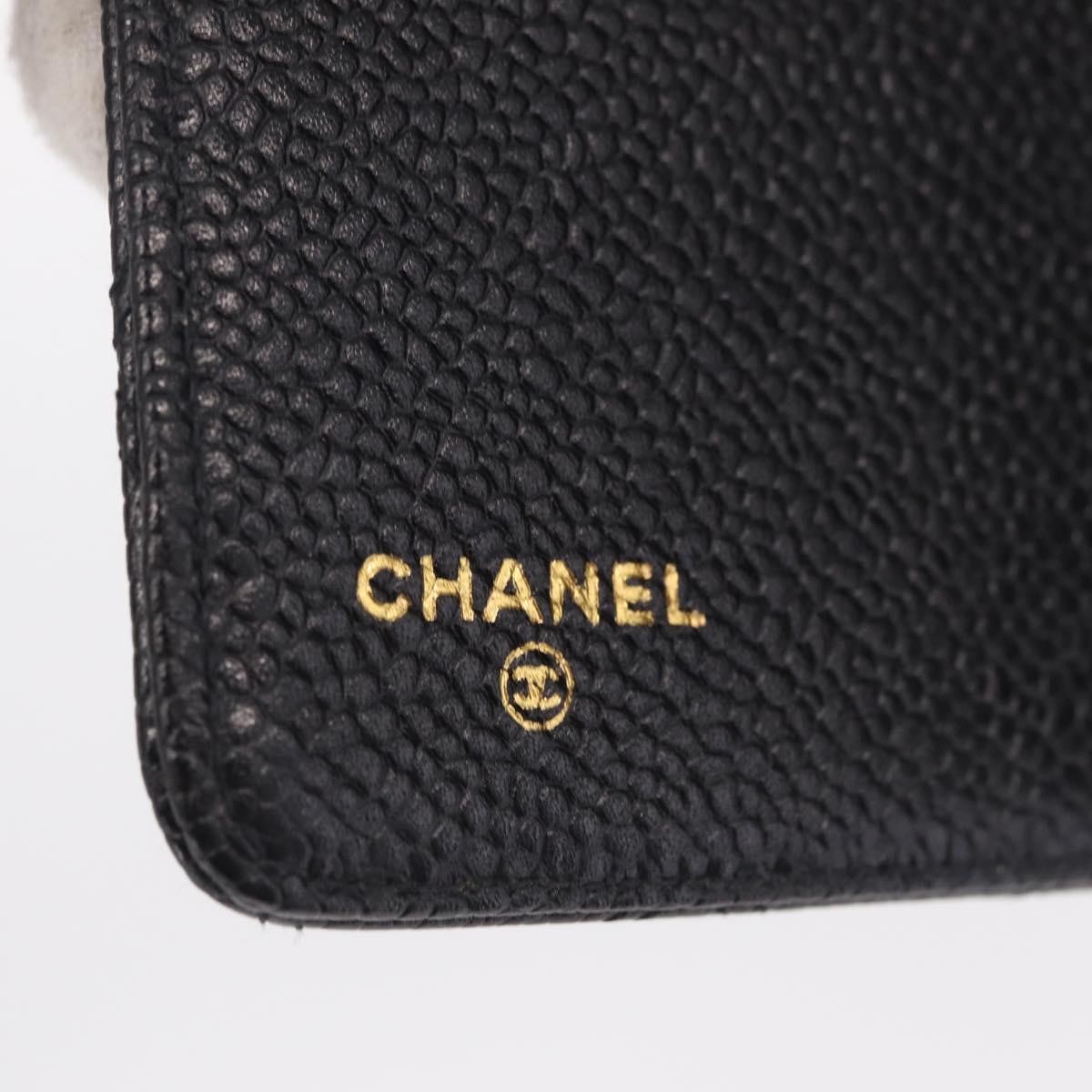 CHANEL Bicolore Day Planner Cover Caviar Skin Black Gold CC Auth gh2450V